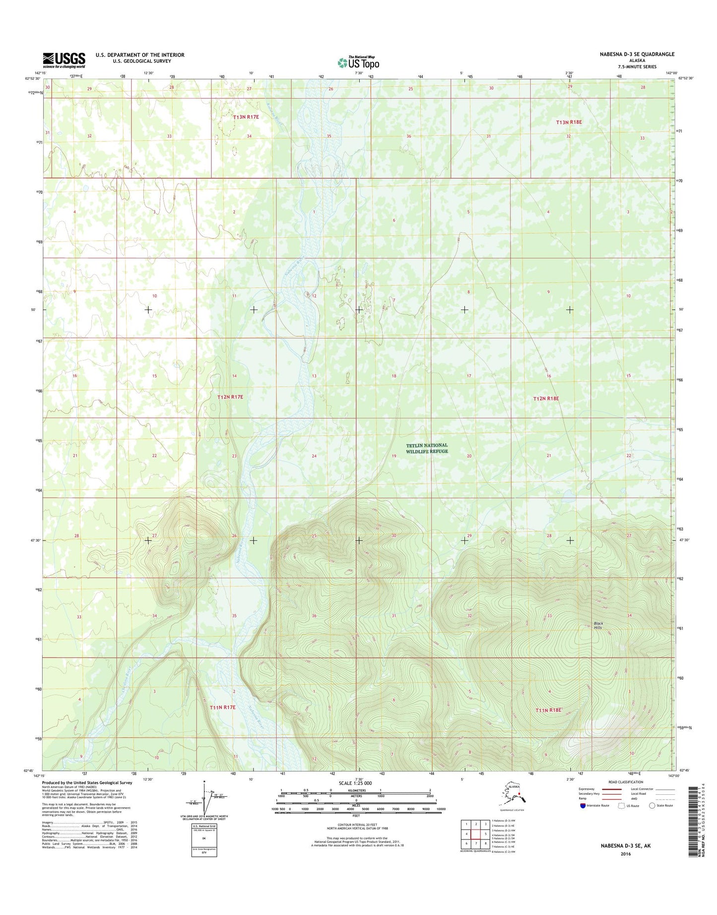 Nabesna D-3 SE Alaska US Topo Map Image
