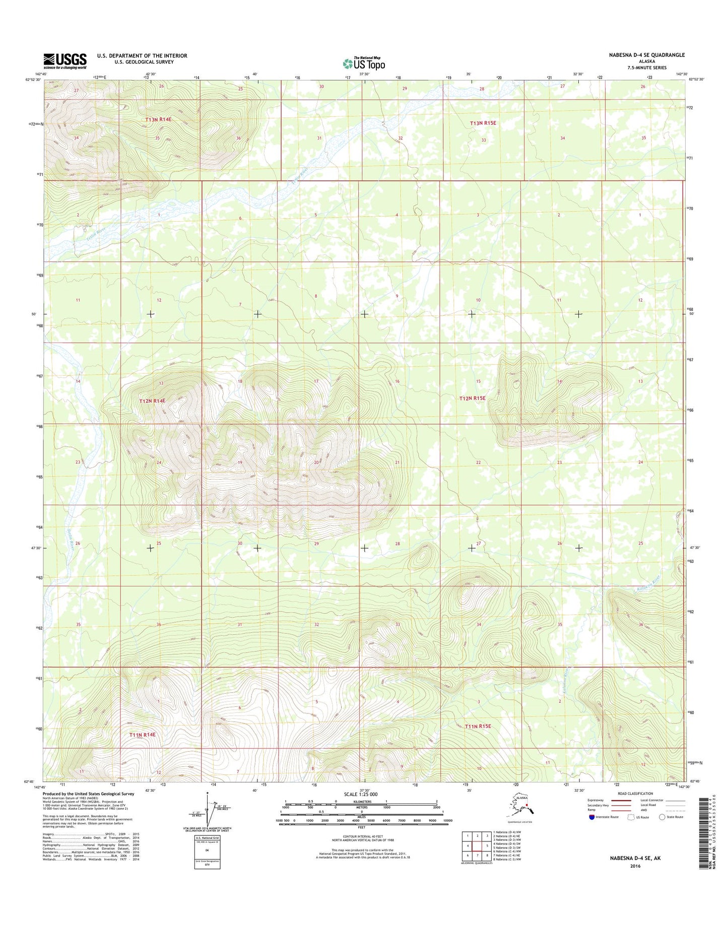 Nabesna D-4 SE Alaska US Topo Map Image