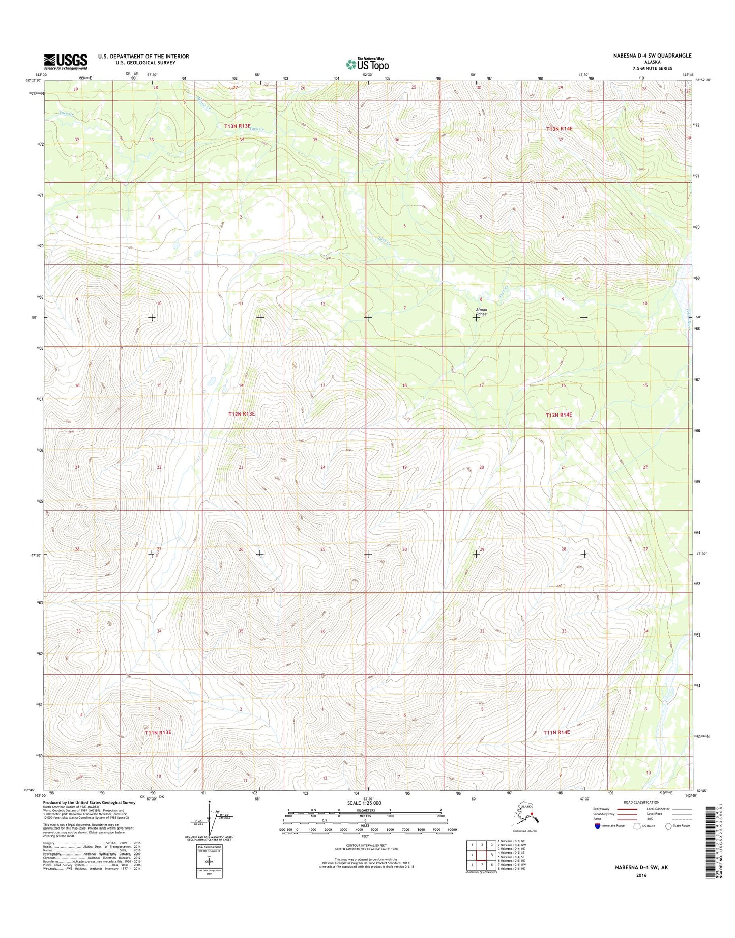 Nabesna D-4 SW Alaska US Topo Map Image