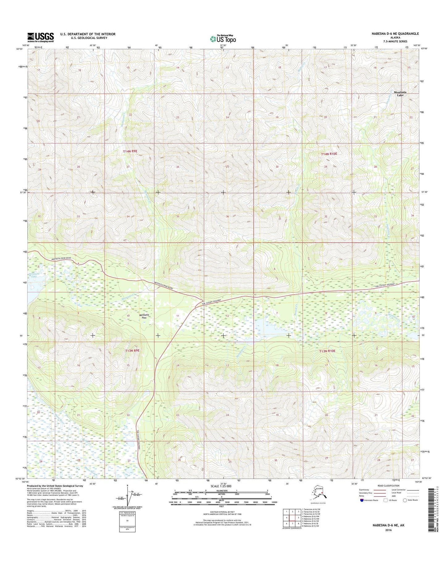 Nabesna D-6 NE Alaska US Topo Map Image