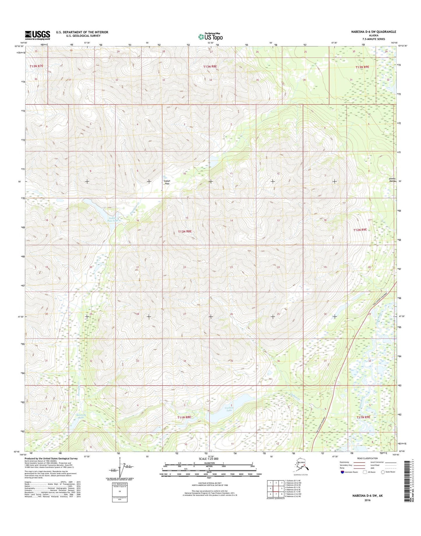 Nabesna D-6 SW Alaska US Topo Map Image
