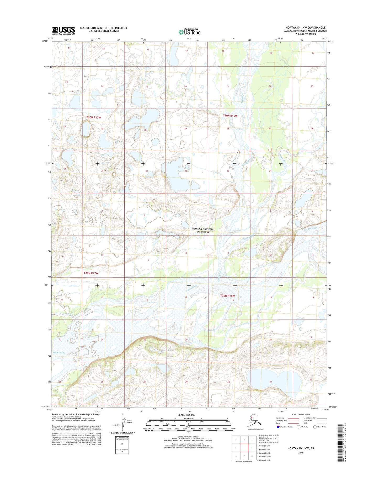 Noatak D-1 NW Alaska US Topo Map Image