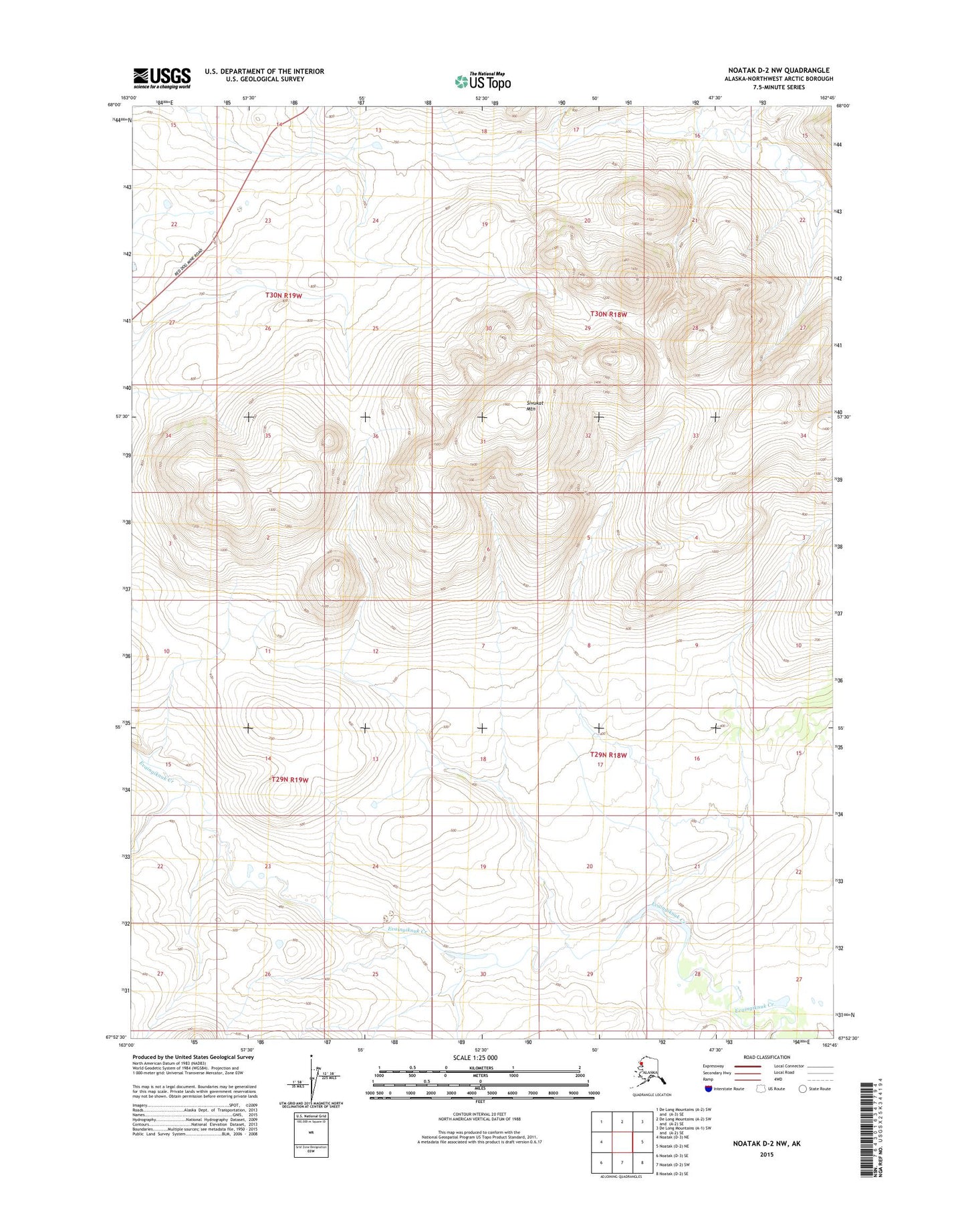 Noatak D-2 NW Alaska US Topo Map Image