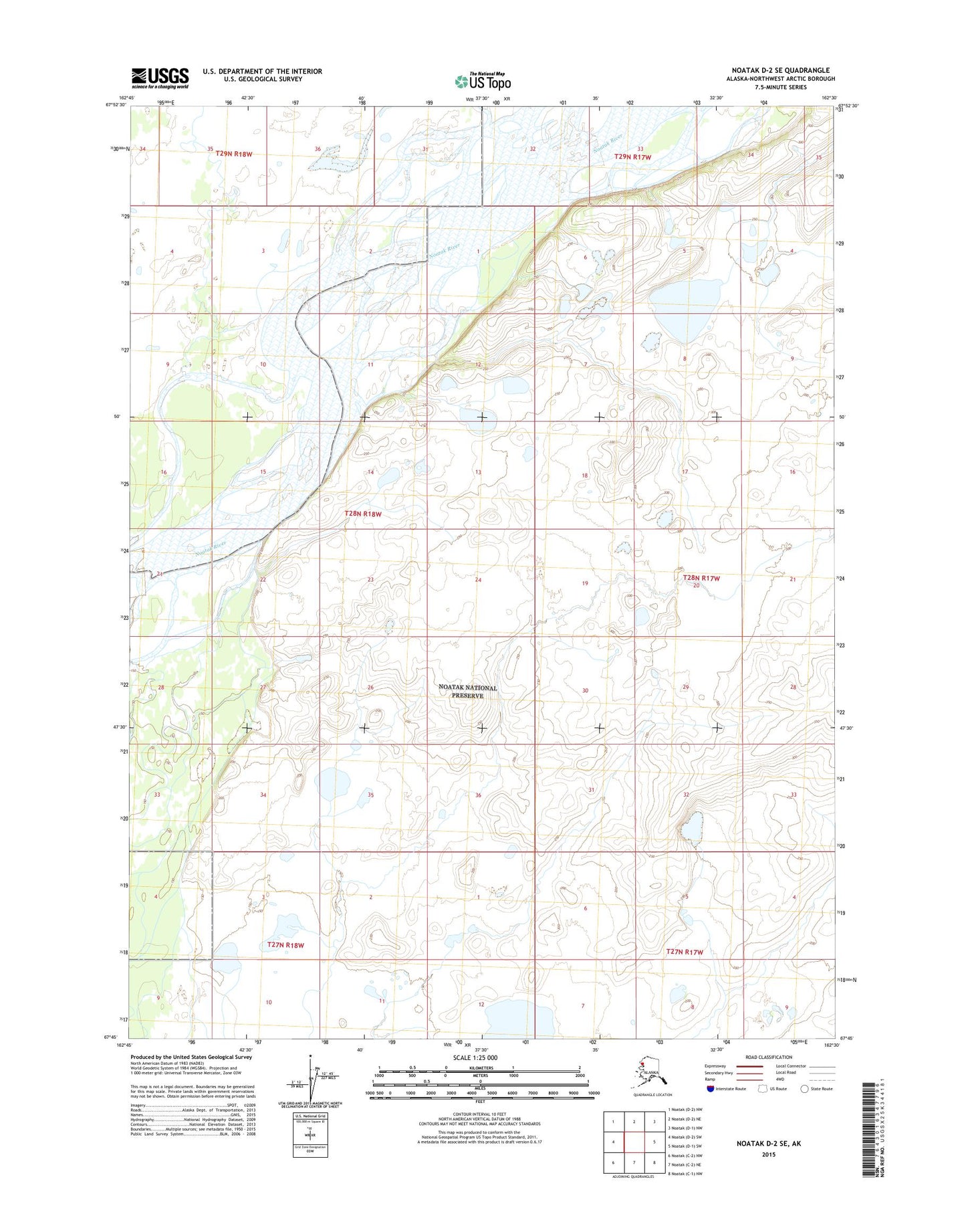 Noatak D-2 SE Alaska US Topo Map Image