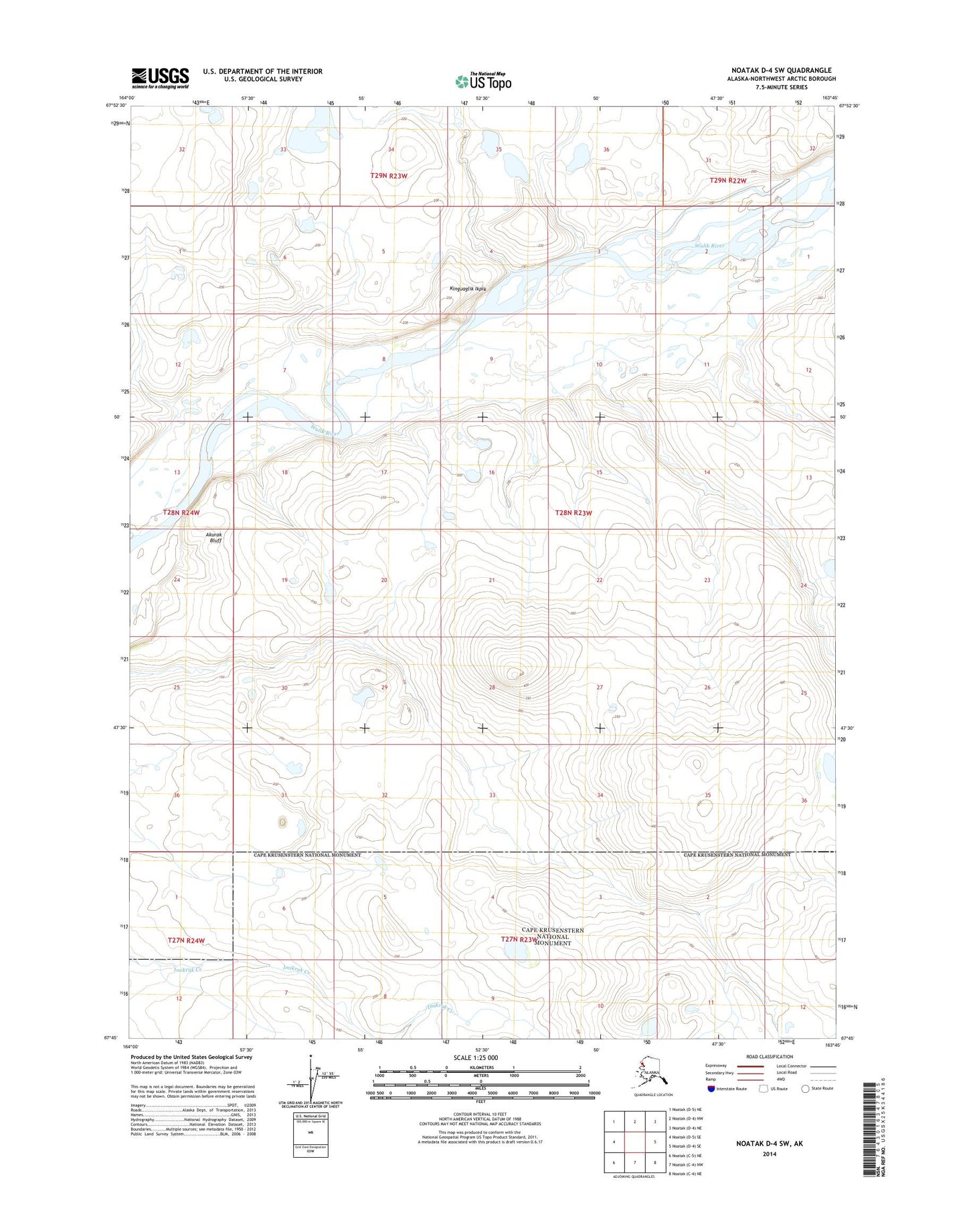 Noatak D-4 SW Alaska US Topo Map Image