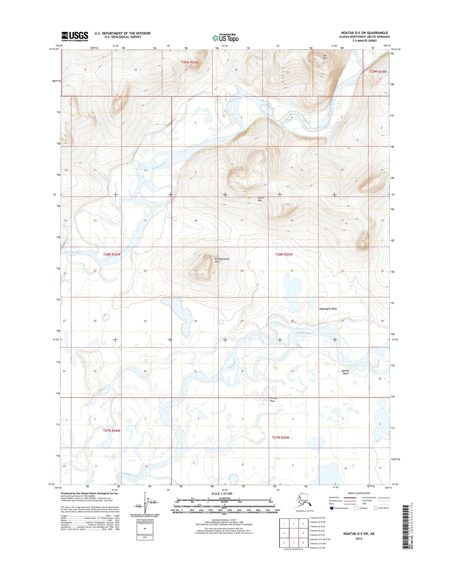 Noatak D-5 SW Alaska US Topo Map Image