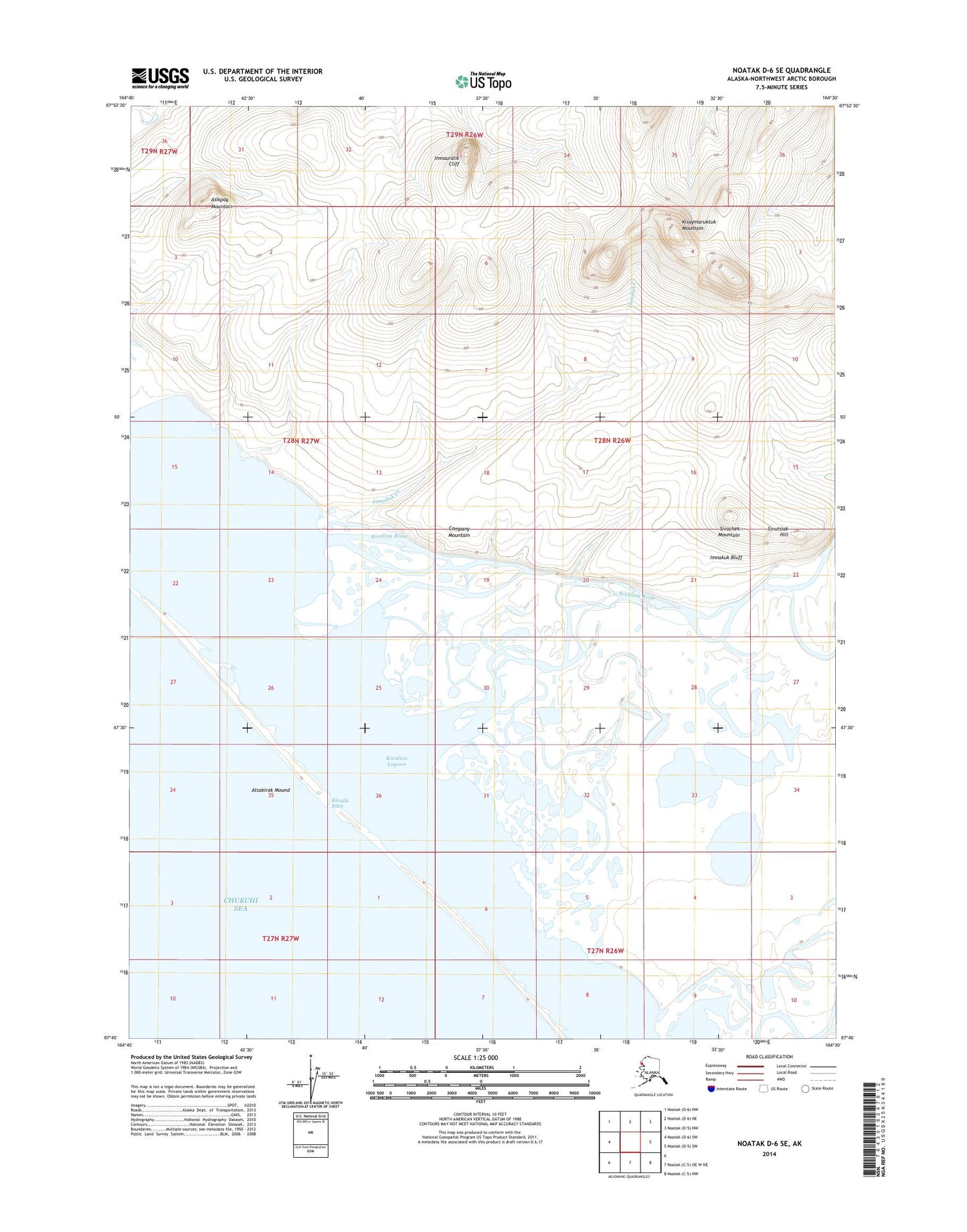 Noatak D-6 SE Alaska US Topo Map Image