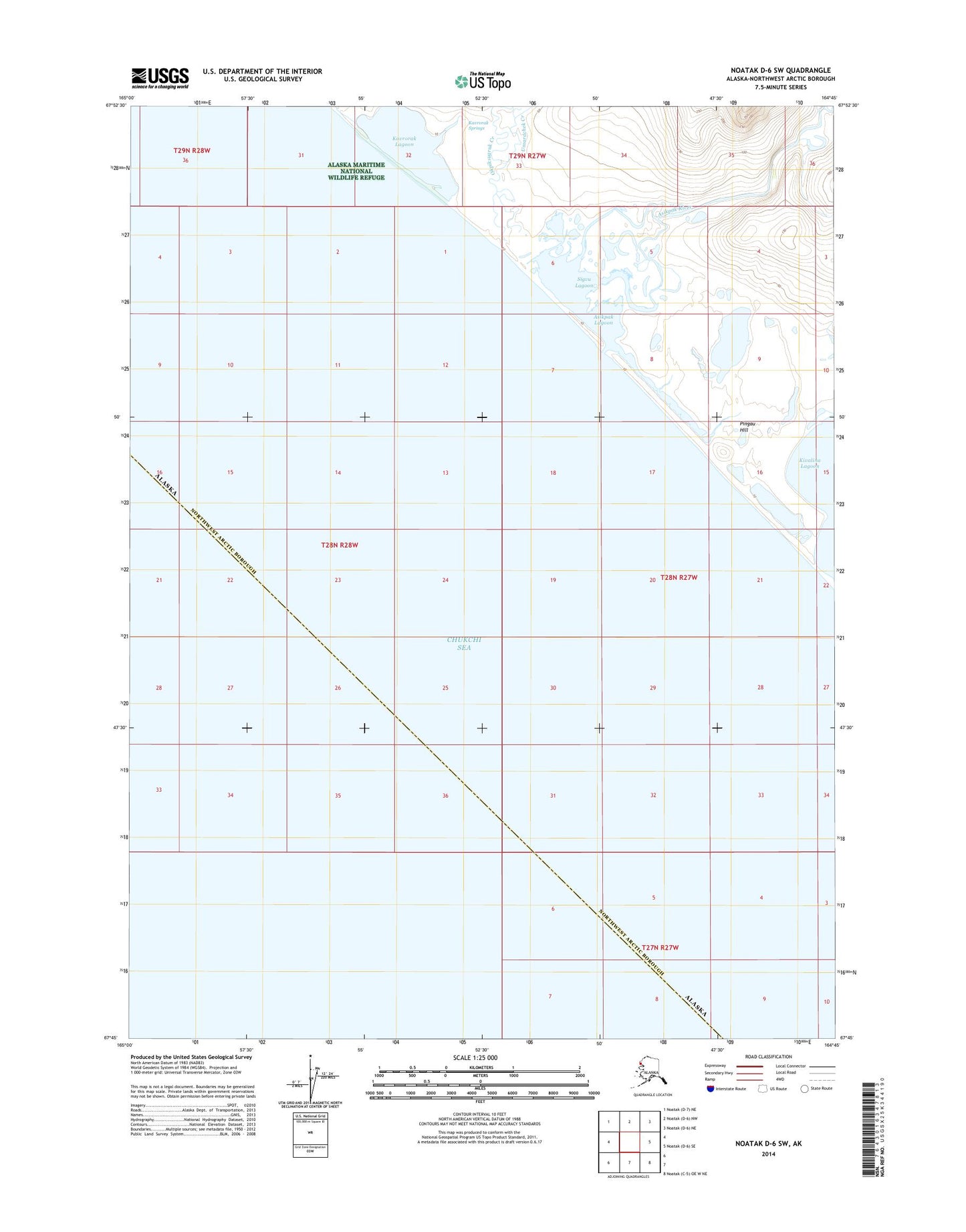 Noatak D-6 SW Alaska US Topo Map Image