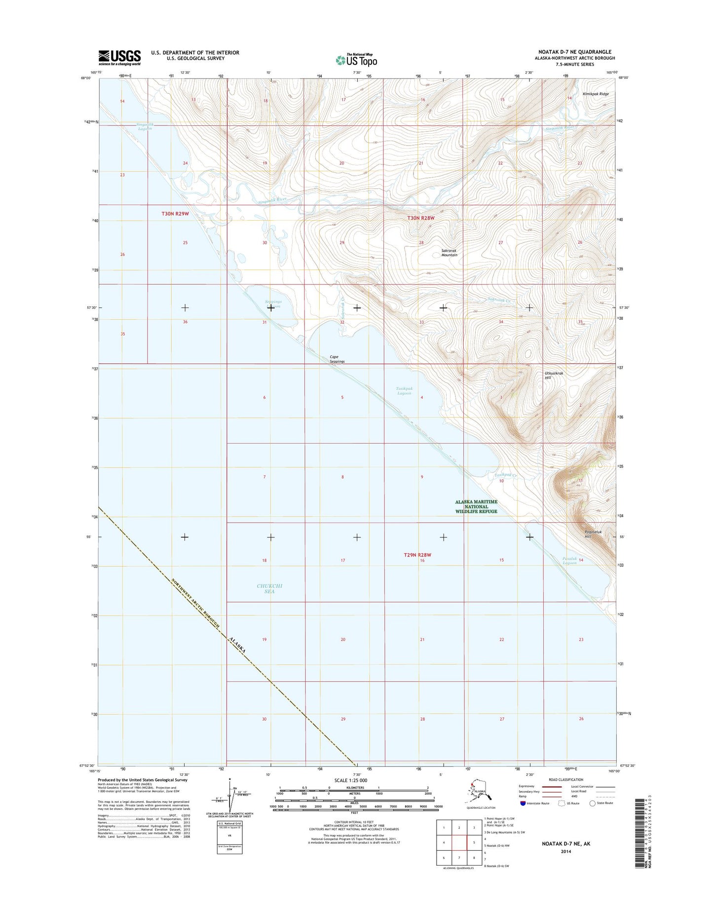 Noatak D-7 NE Alaska US Topo Map Image