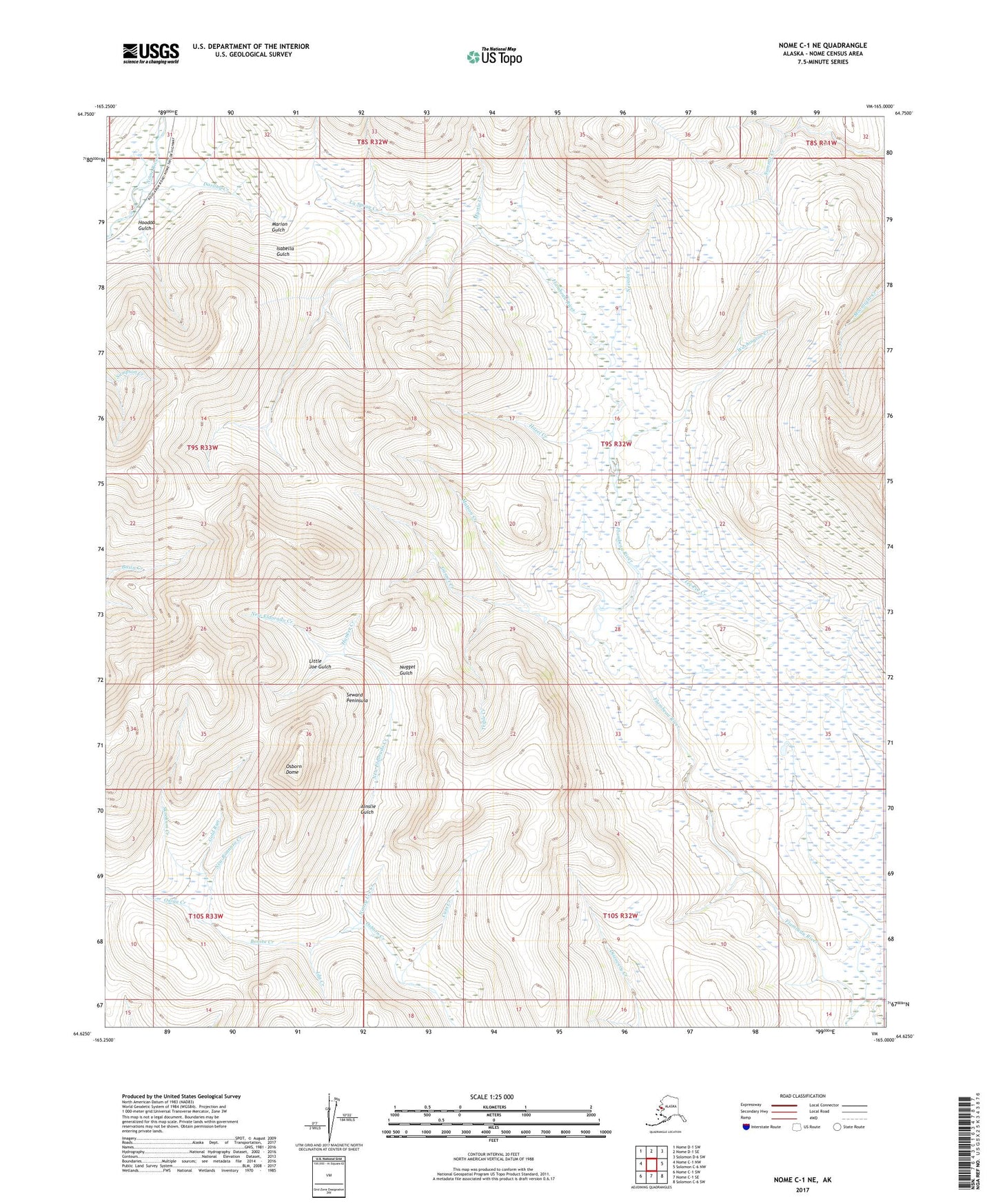 Nome C-1 NE Alaska US Topo Map Image