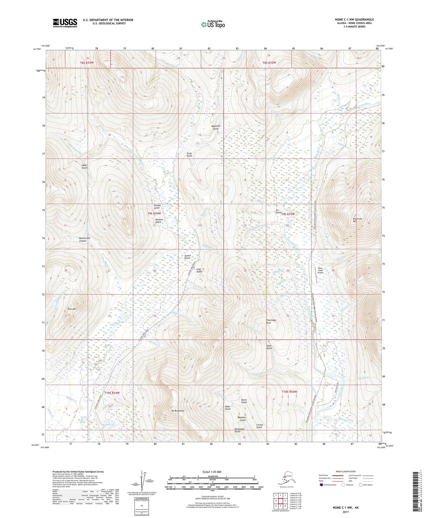Nome C-1 NW Alaska US Topo Map Image
