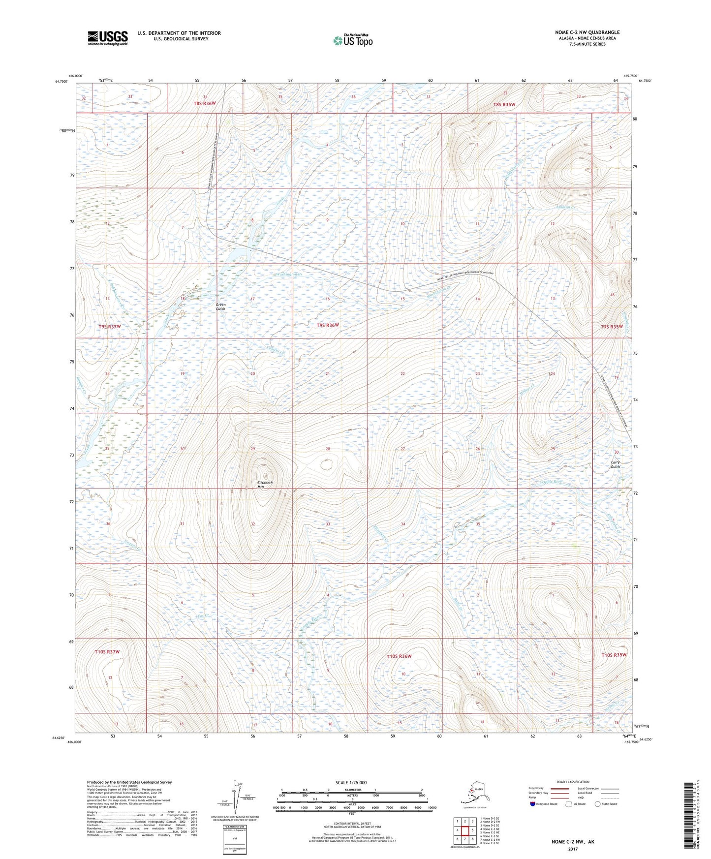 Nome C-2 NW Alaska US Topo Map Image