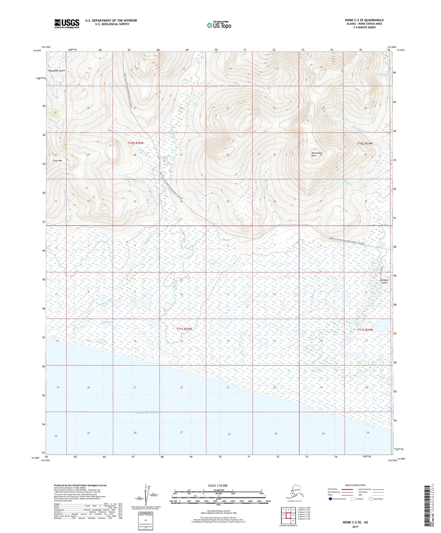 Nome C-2 SE Alaska US Topo Map Image