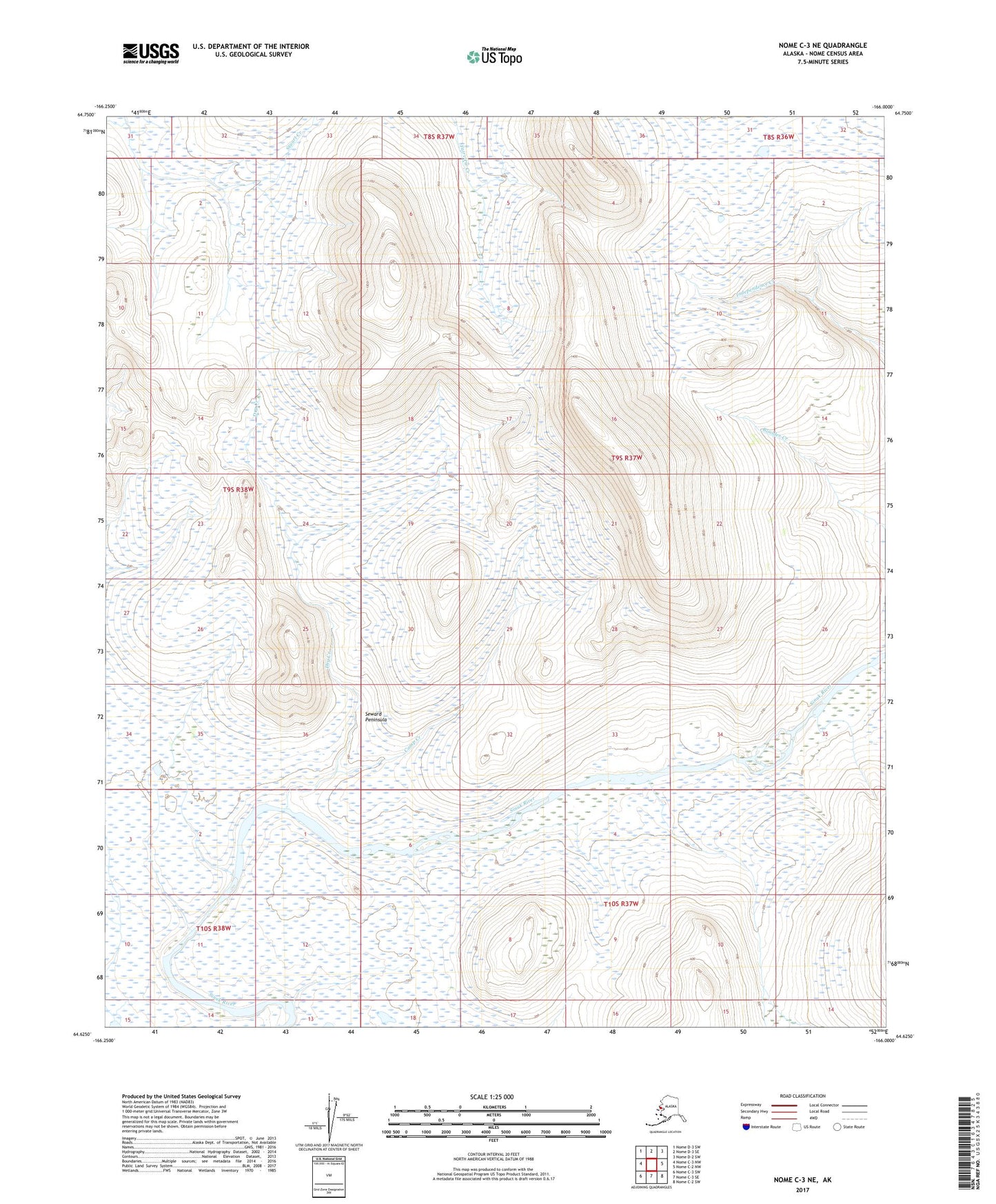 Nome C-3 NE Alaska US Topo Map Image