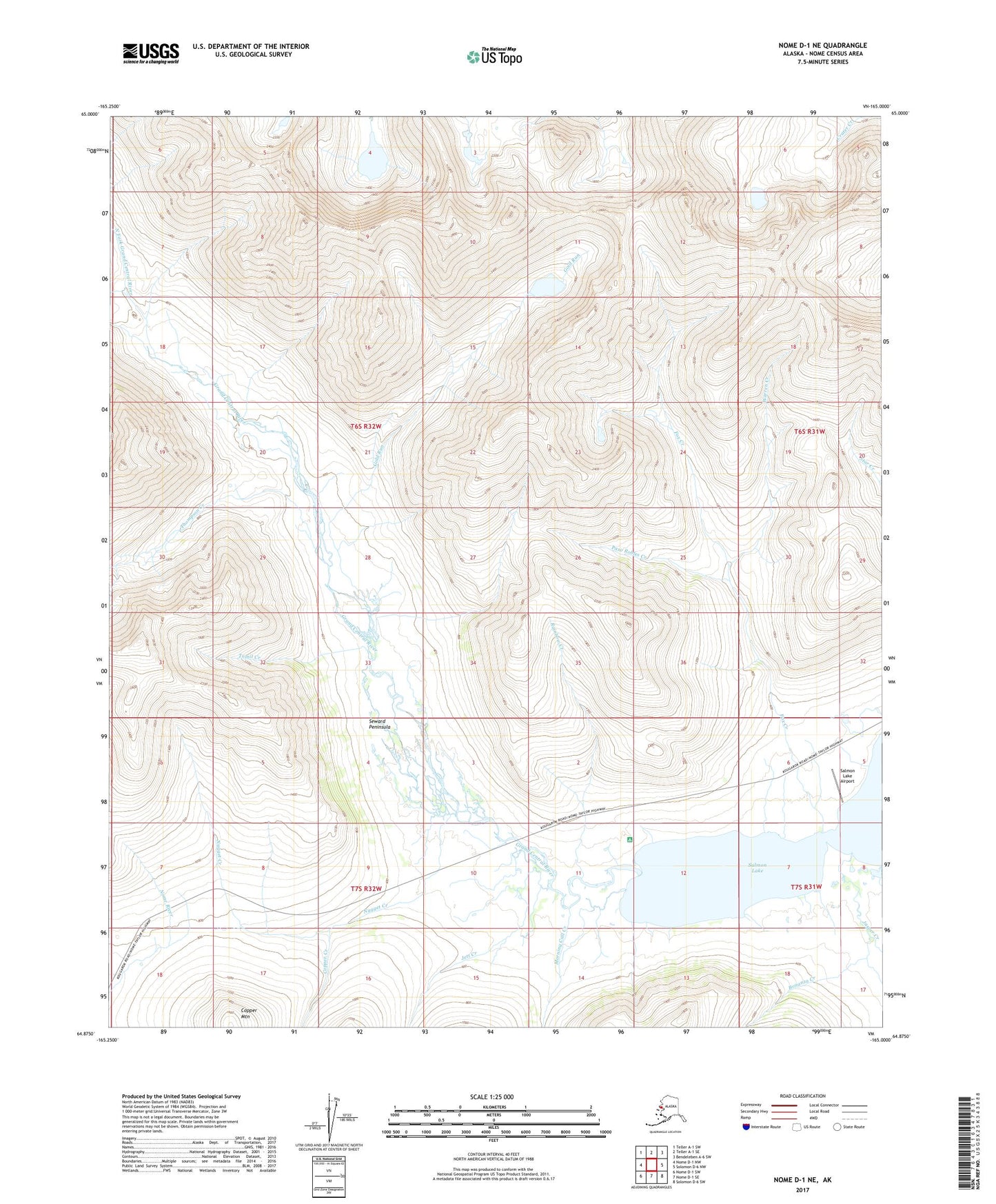 Nome D-1 NE Alaska US Topo Map Image