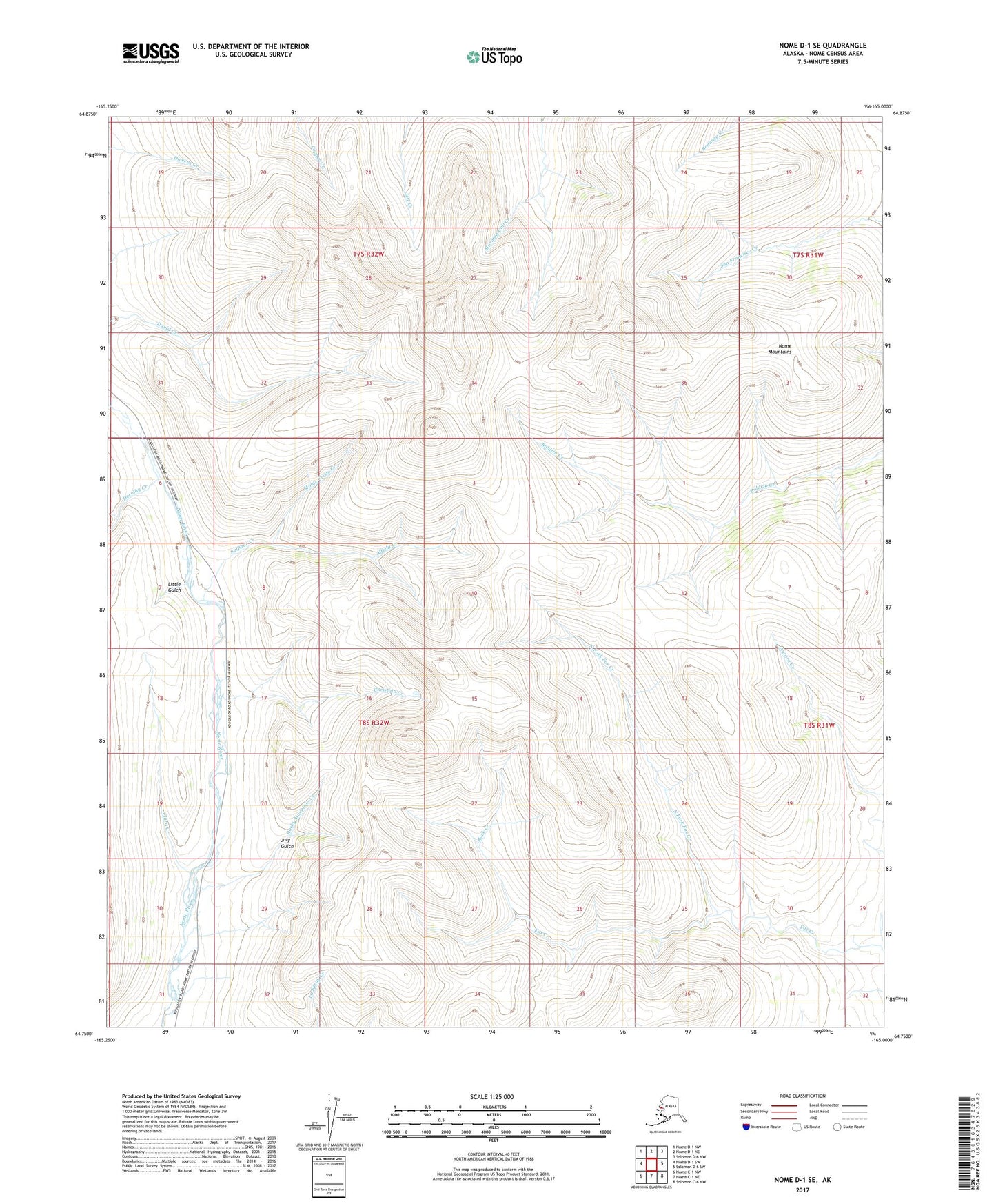 Nome D-1 SE Alaska US Topo Map Image