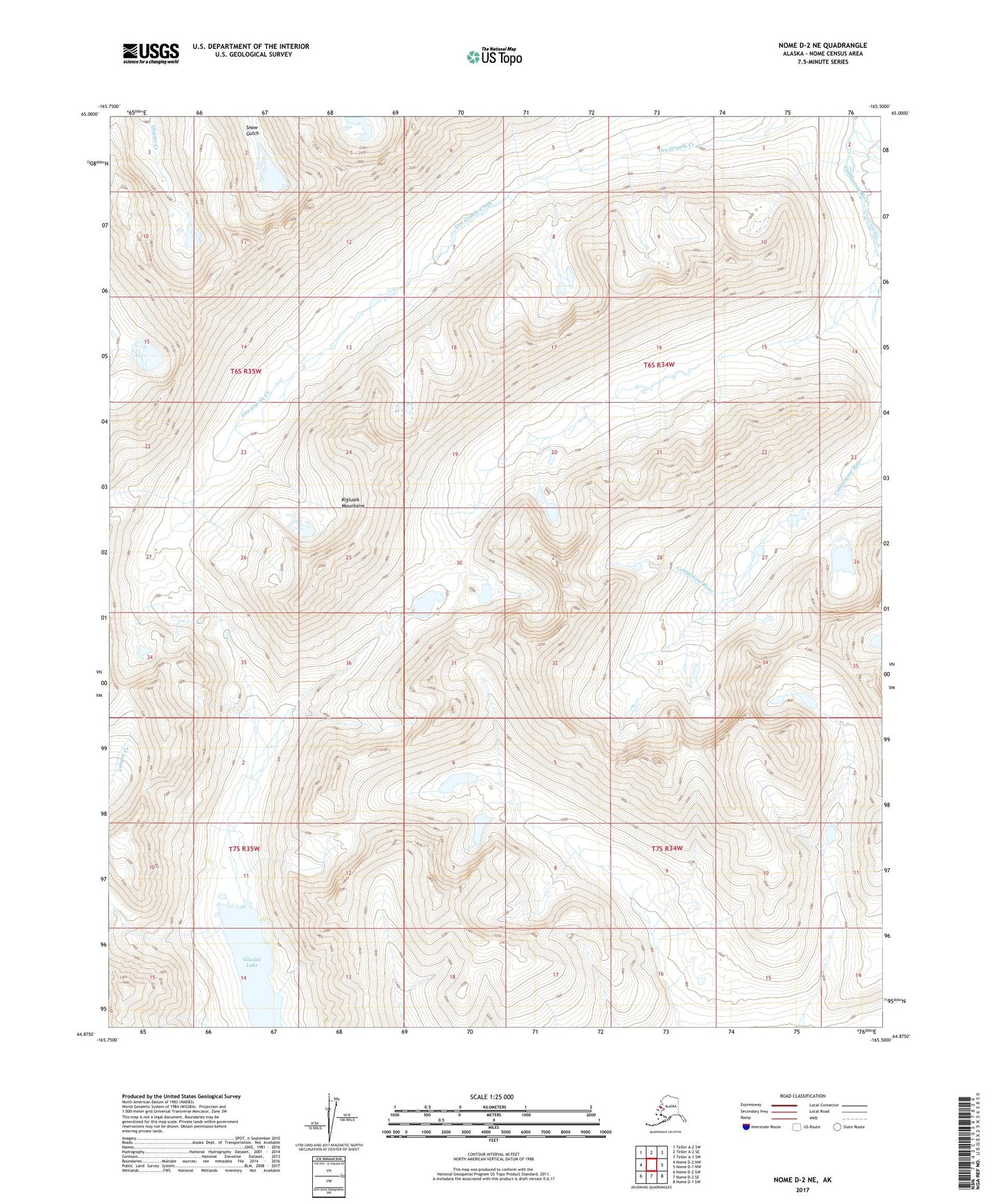 Nome D-2 NE Alaska US Topo Map Image