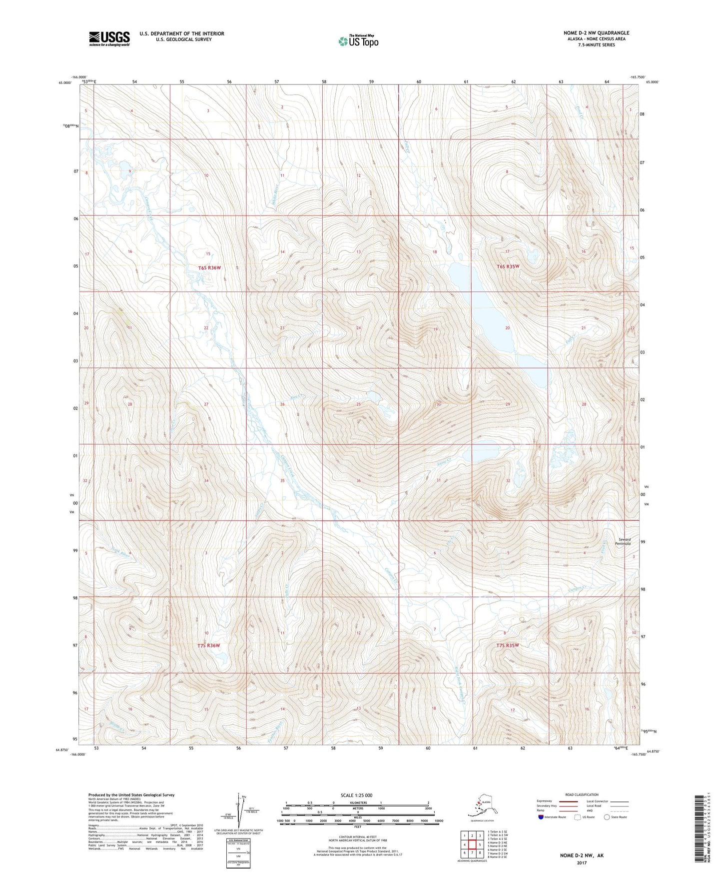 Nome D-2 NW Alaska US Topo Map Image