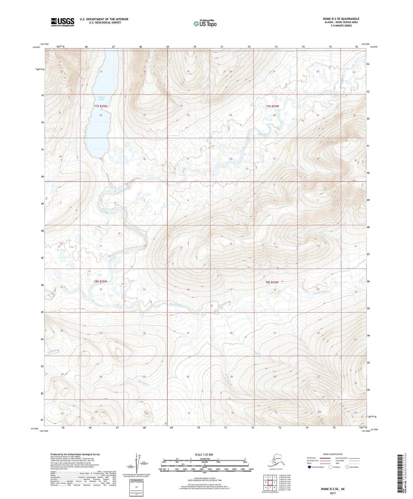 Nome D-2 SE Alaska US Topo Map Image