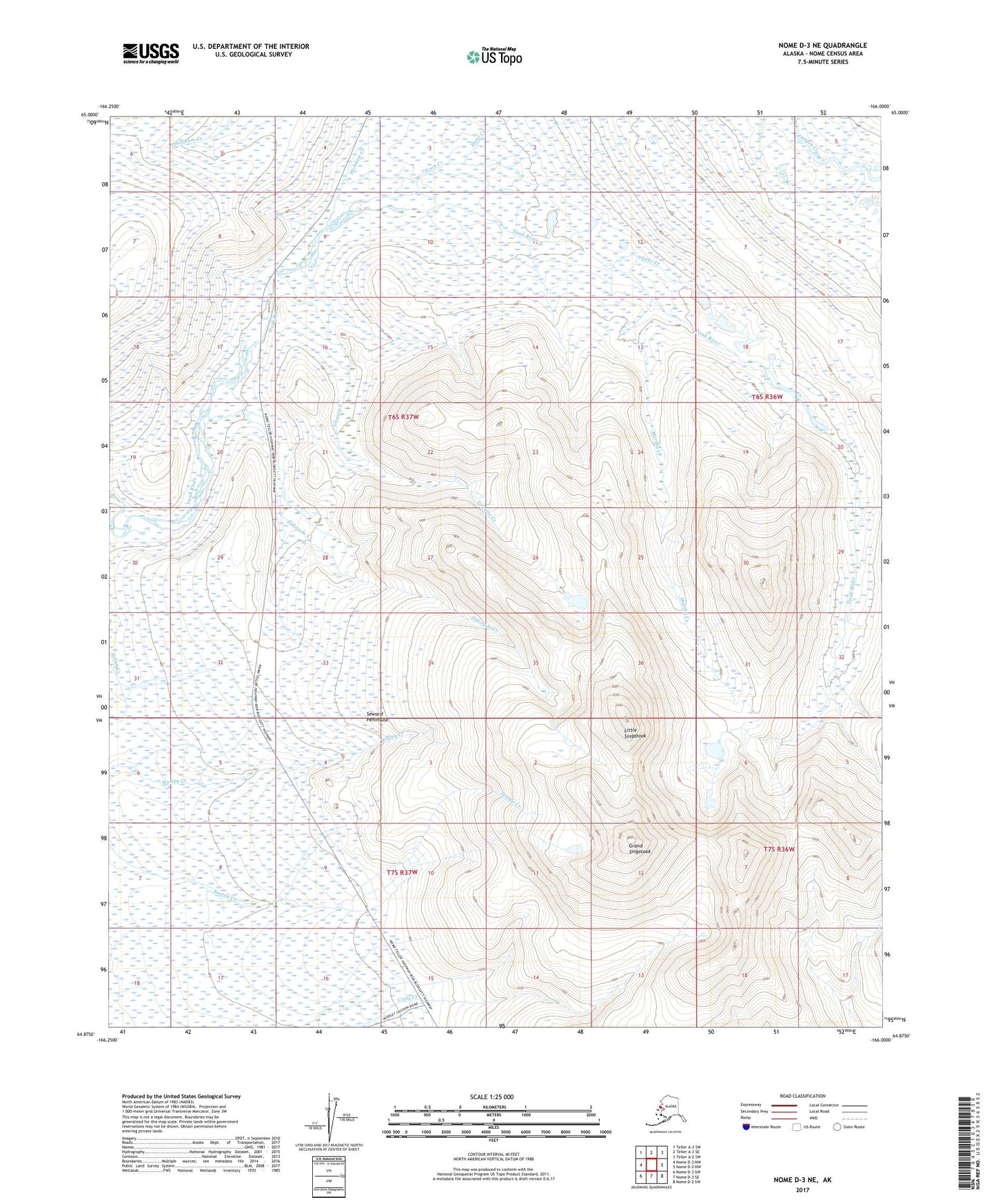 Nome D-3 NE Alaska US Topo Map Image