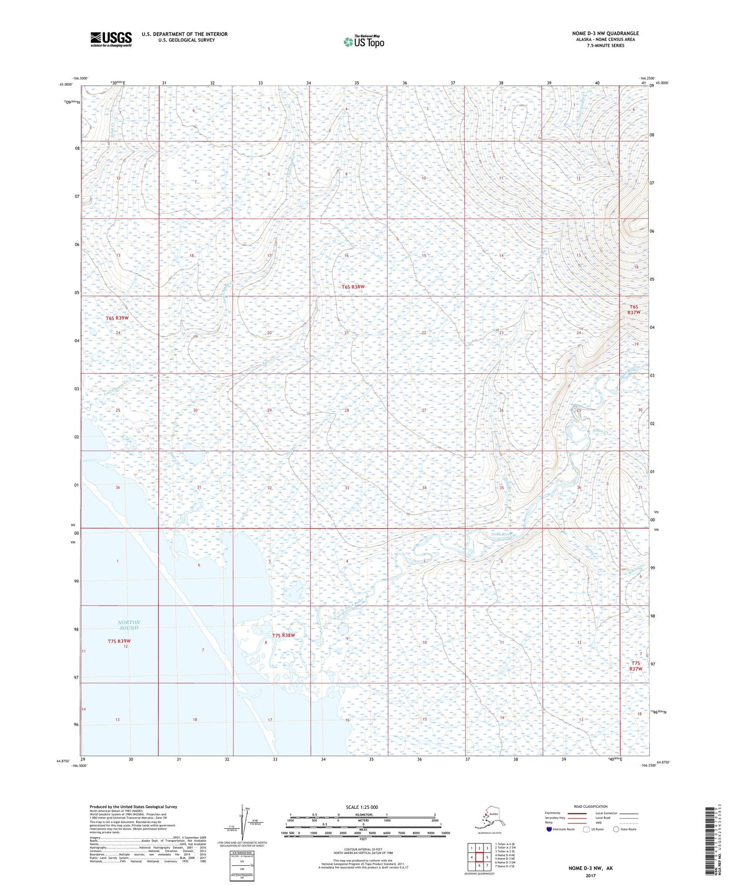 Nome D-3 NW Alaska US Topo Map Image