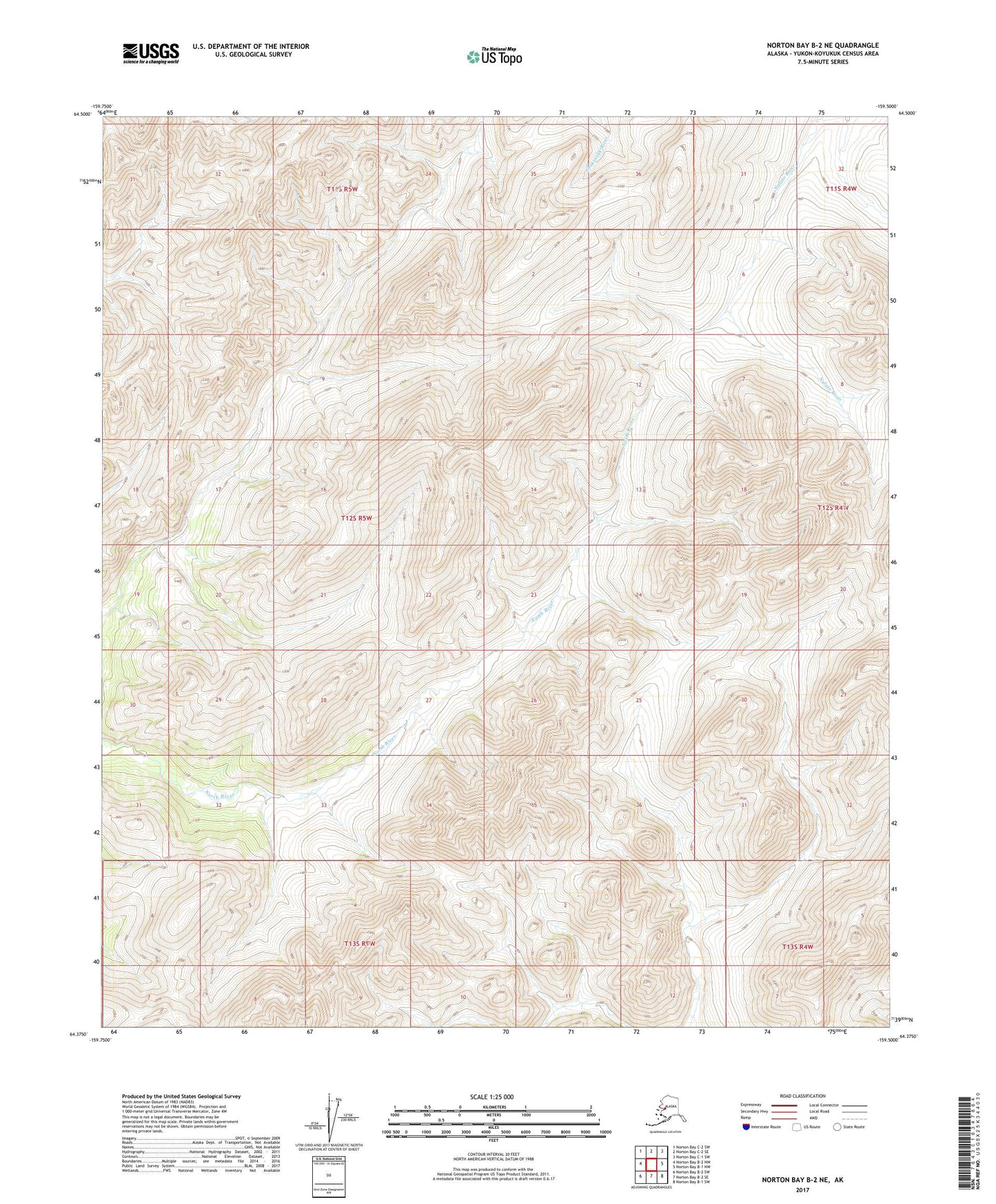 Norton Bay B-2 NE Alaska US Topo Map Image