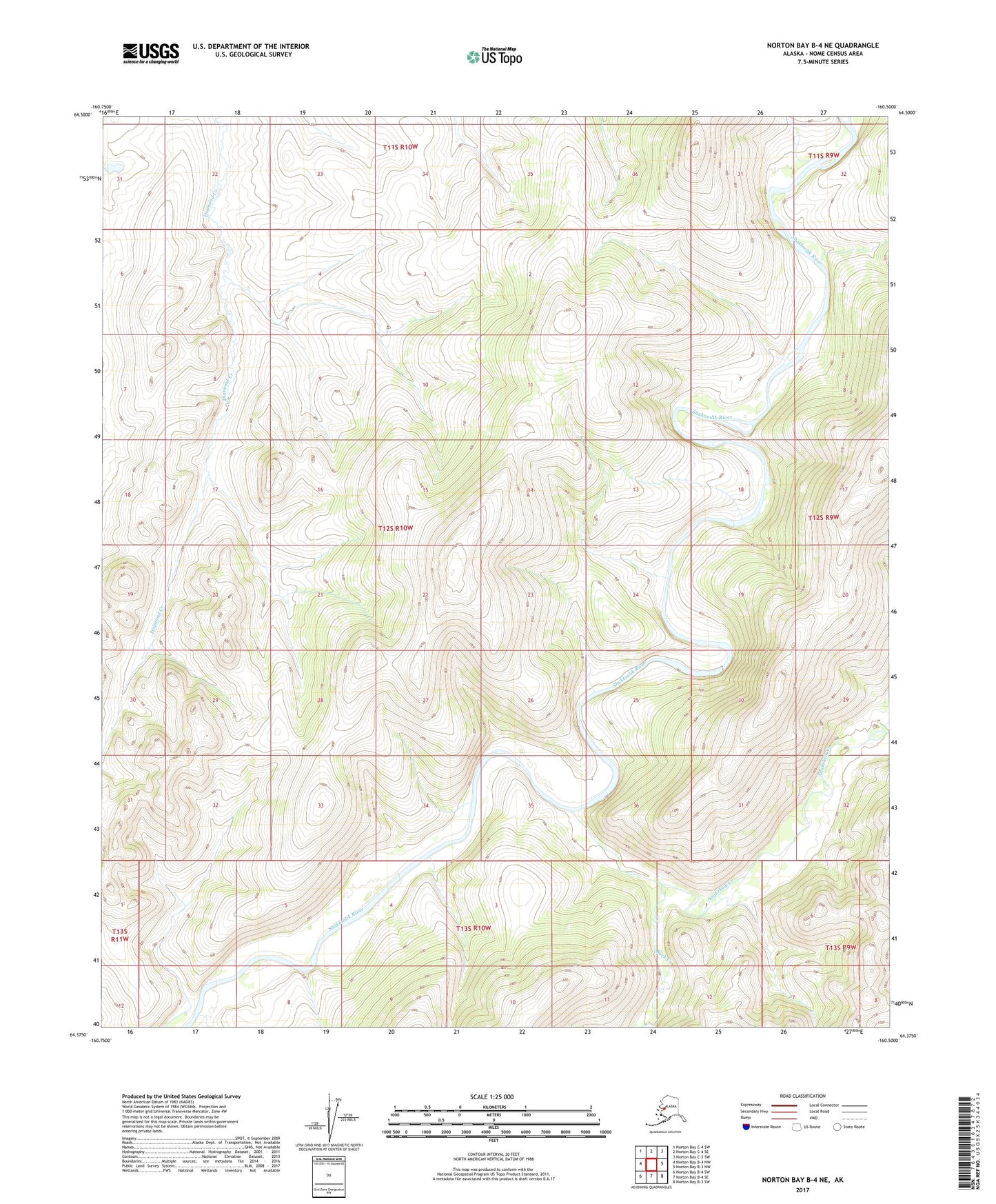 Norton Bay B-4 NE Alaska US Topo Map Image