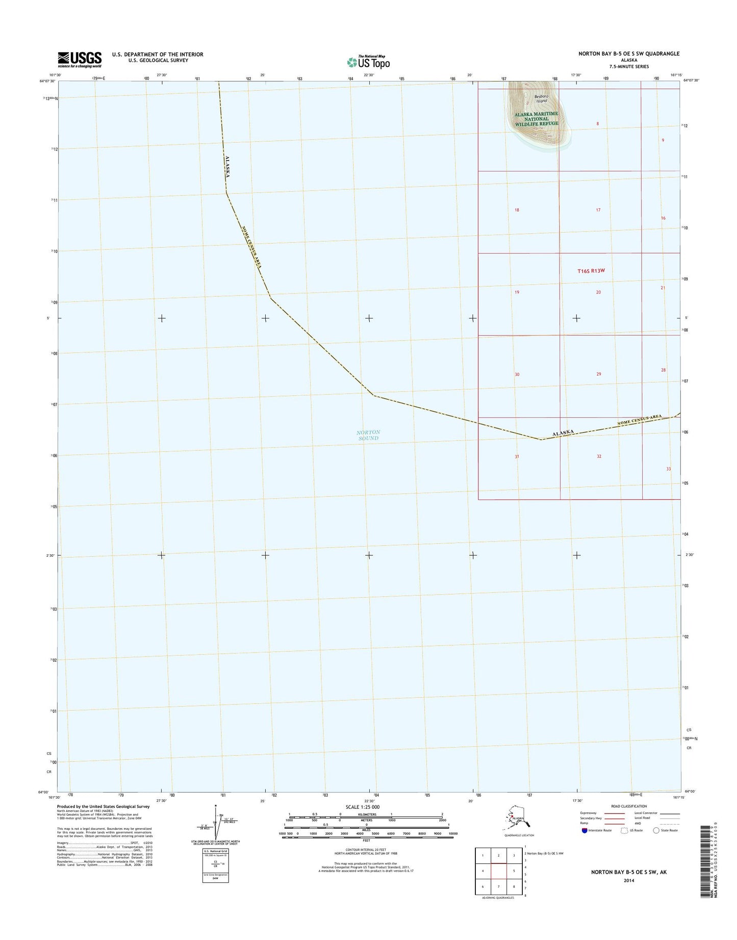 Norton Bay B-5 OE S SW Alaska US Topo Map Image