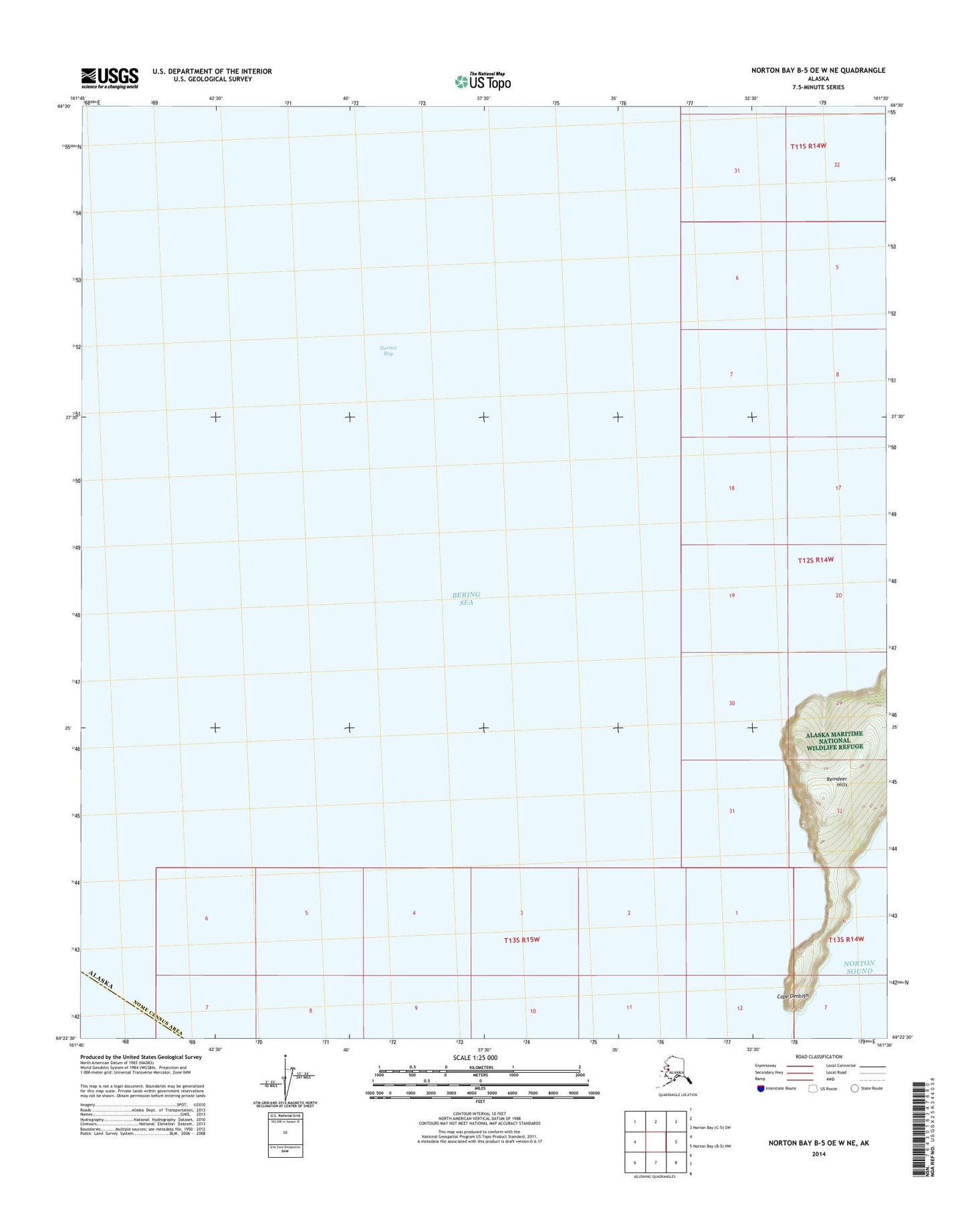 Norton Bay B-5 OE W NE Alaska US Topo Map Image