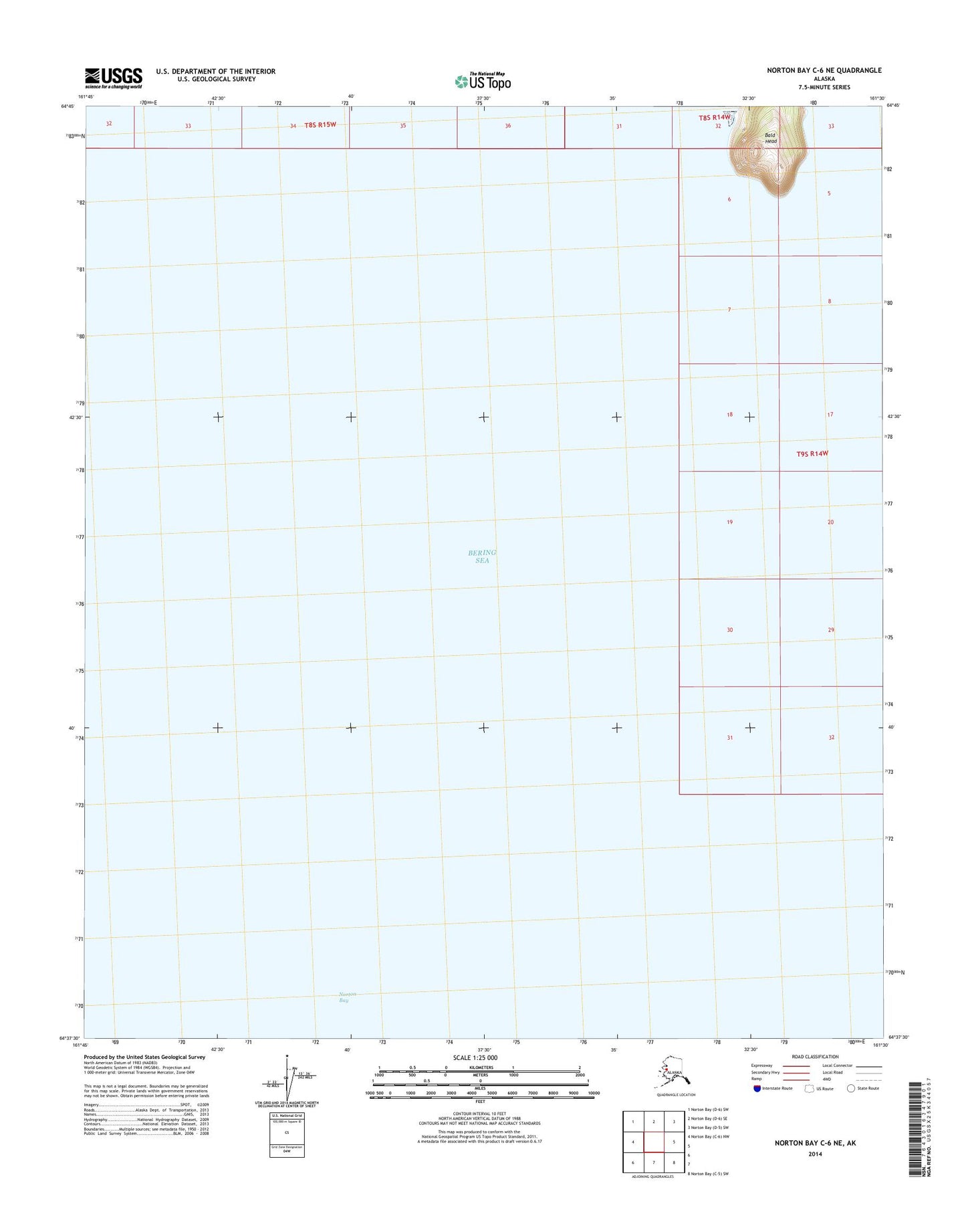 Norton Bay C-6 NE Alaska US Topo Map Image