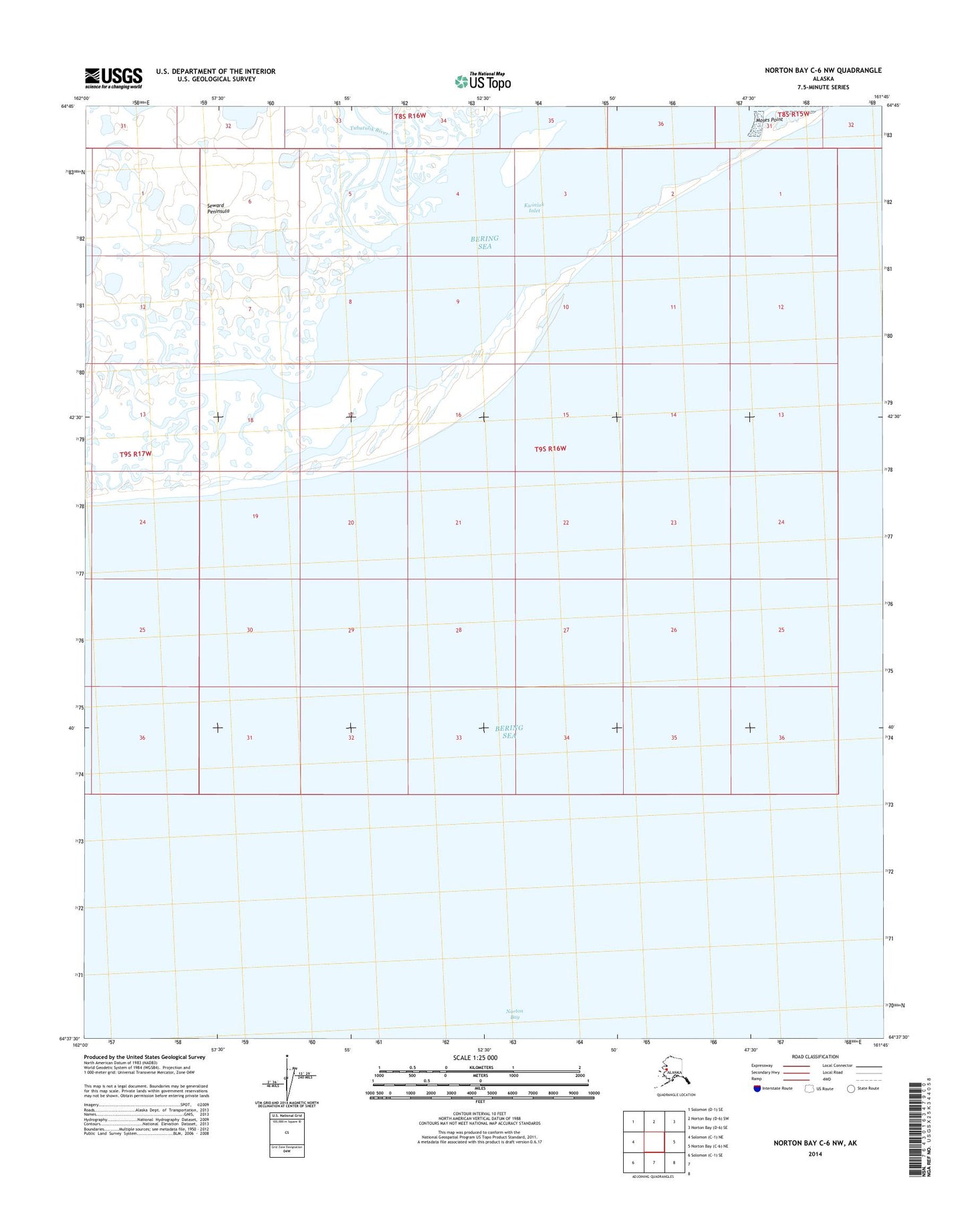 Norton Bay C-6 NW Alaska US Topo Map Image