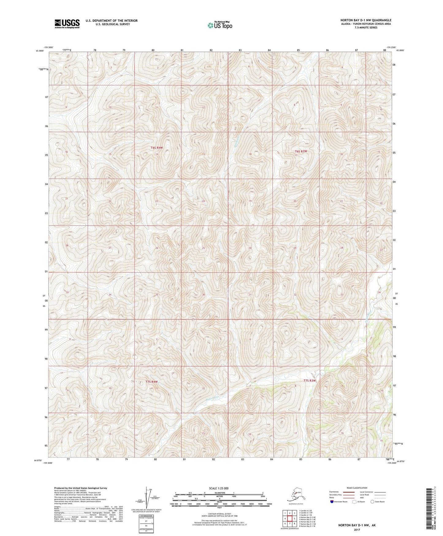 Norton Bay D-1 NW Alaska US Topo Map Image