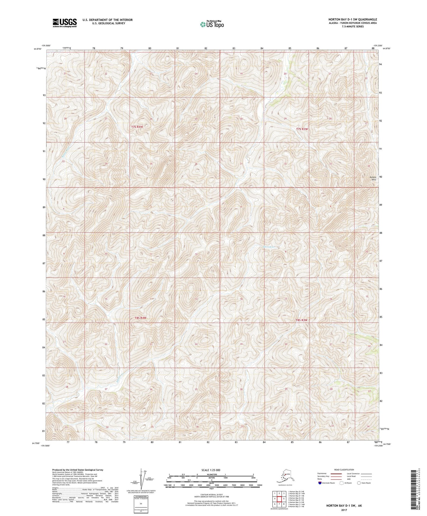 Norton Bay D-1 SW Alaska US Topo Map Image