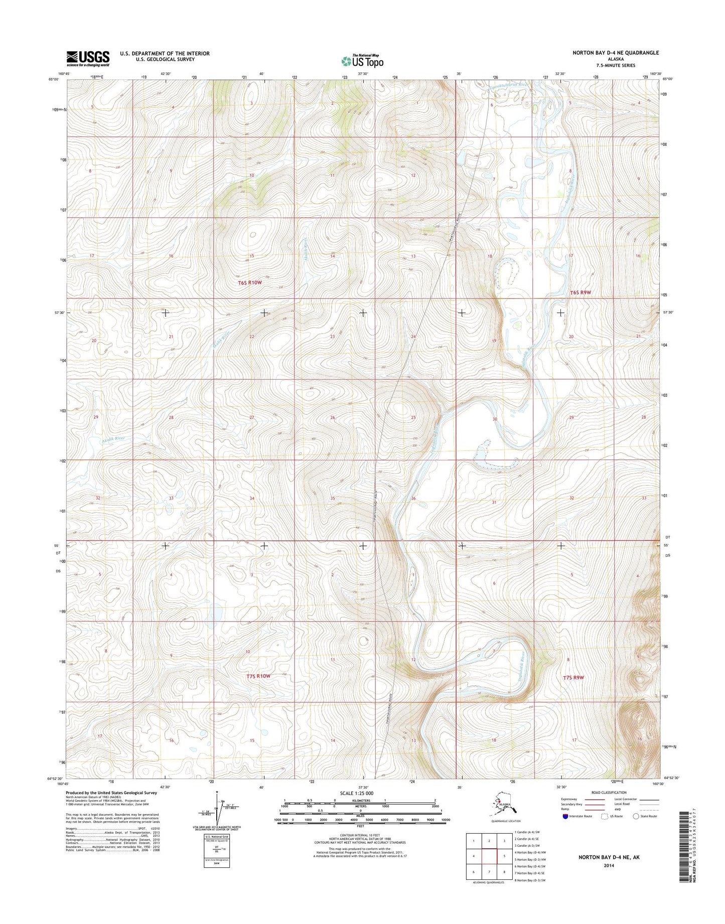 Norton Bay D-4 NE Alaska US Topo Map Image