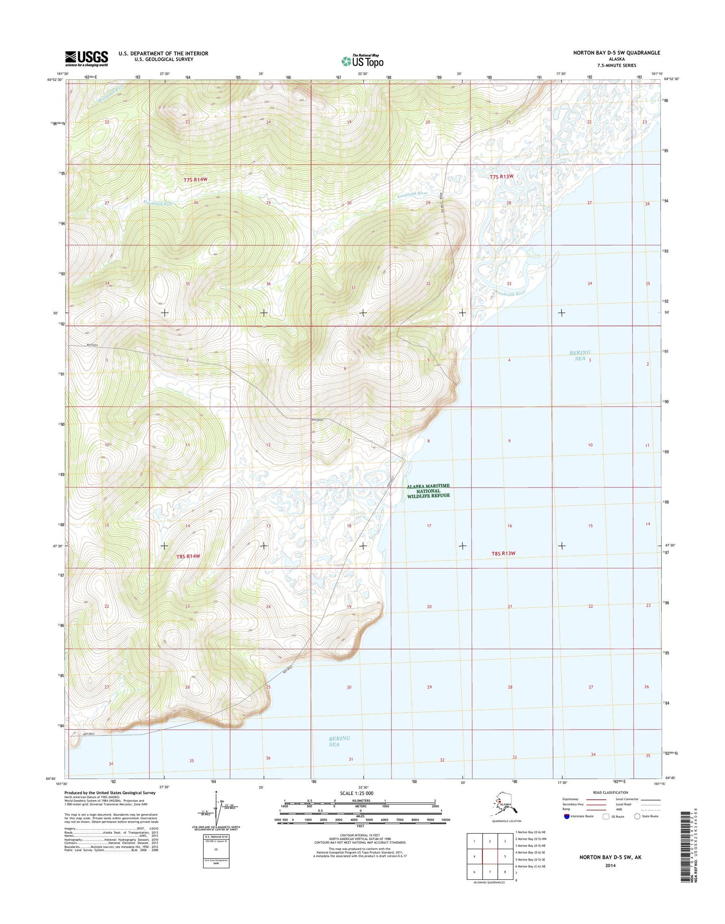 Norton Bay D-5 SW Alaska US Topo Map Image