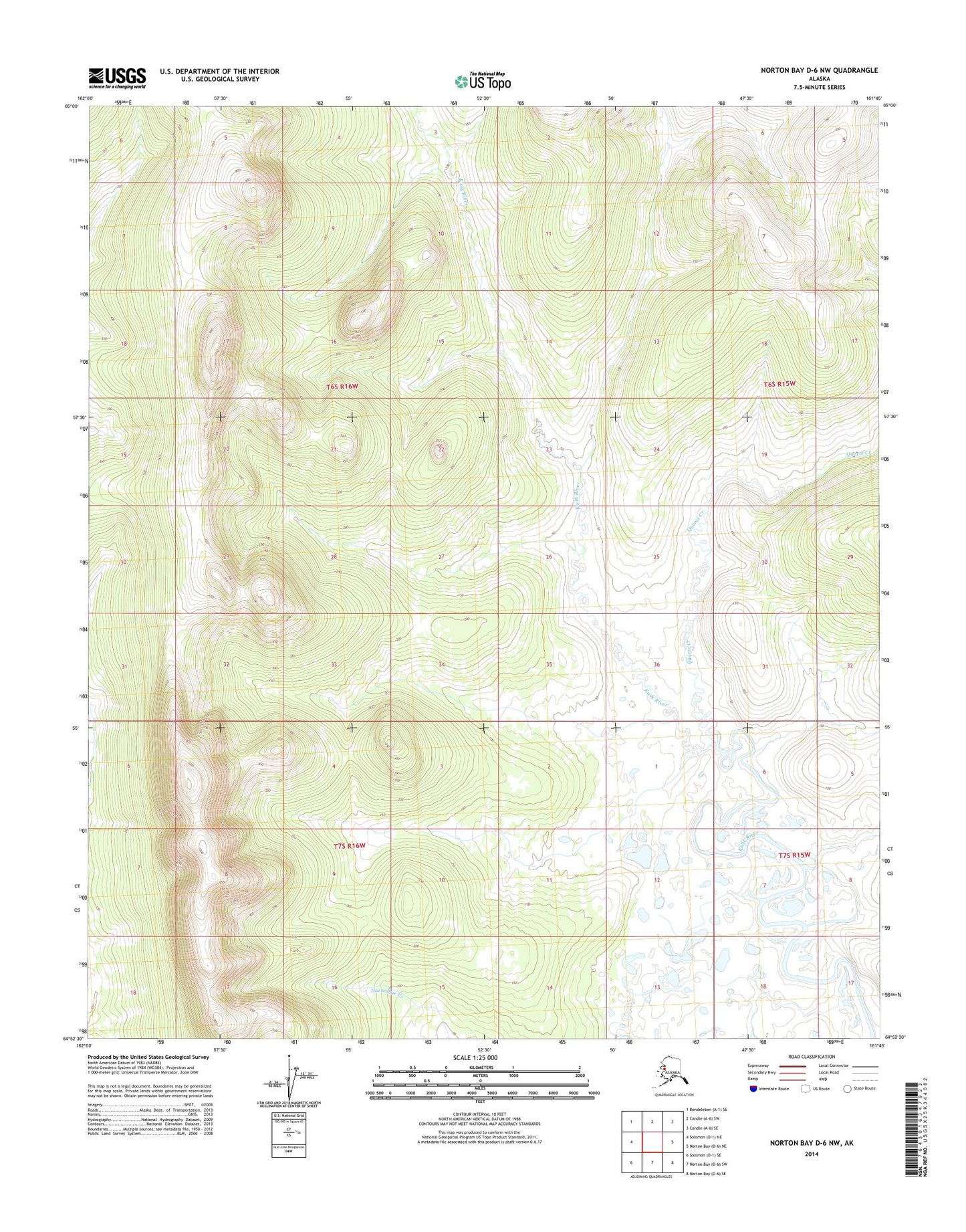 Norton Bay D-6 NW Alaska US Topo Map Image