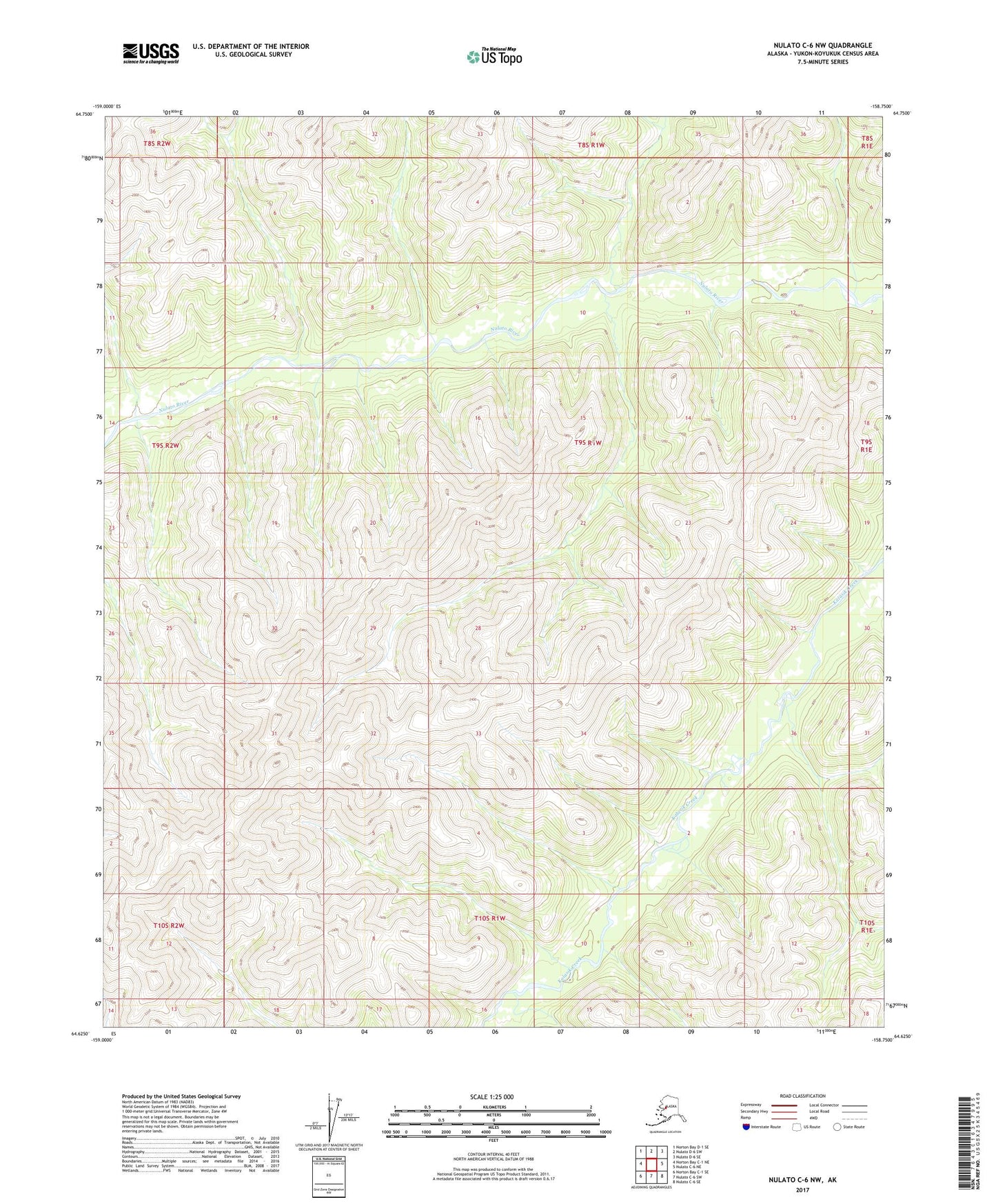 Nulato C-6 NW Alaska US Topo Map Image