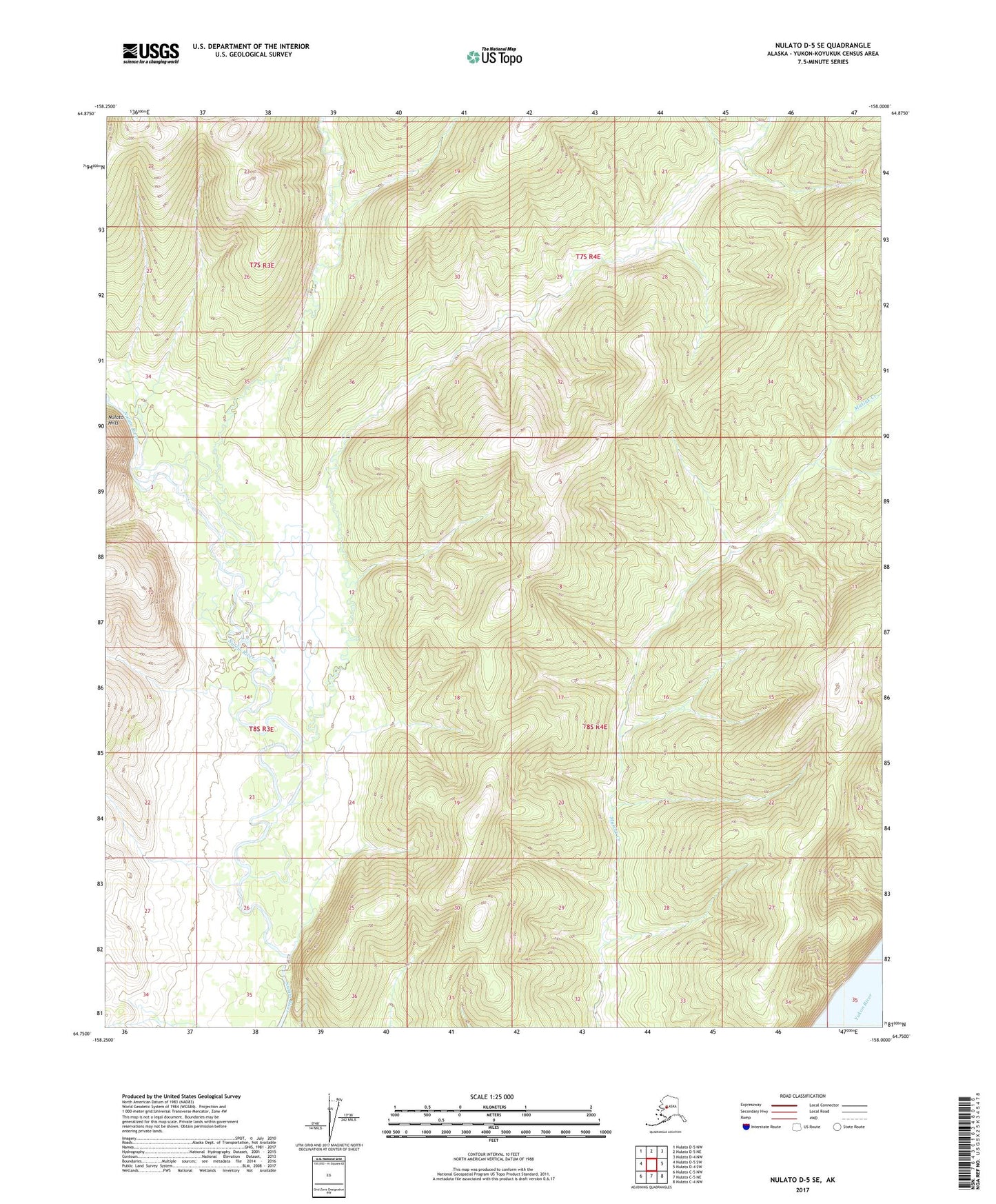 Nulato D-5 SE Alaska US Topo Map Image