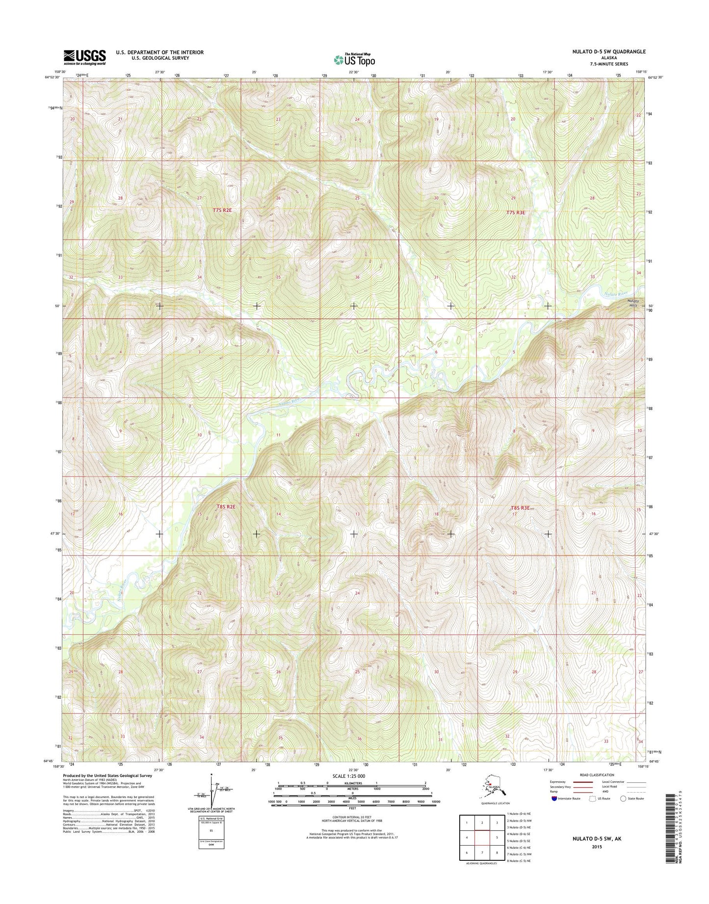 Nulato D-5 SW Alaska US Topo Map Image