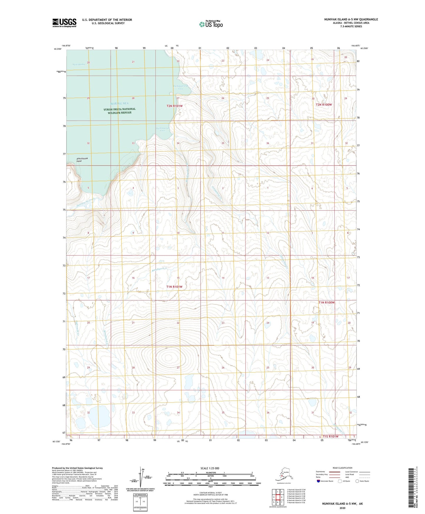 Nunivak Island A-5 NW Alaska US Topo Map Image