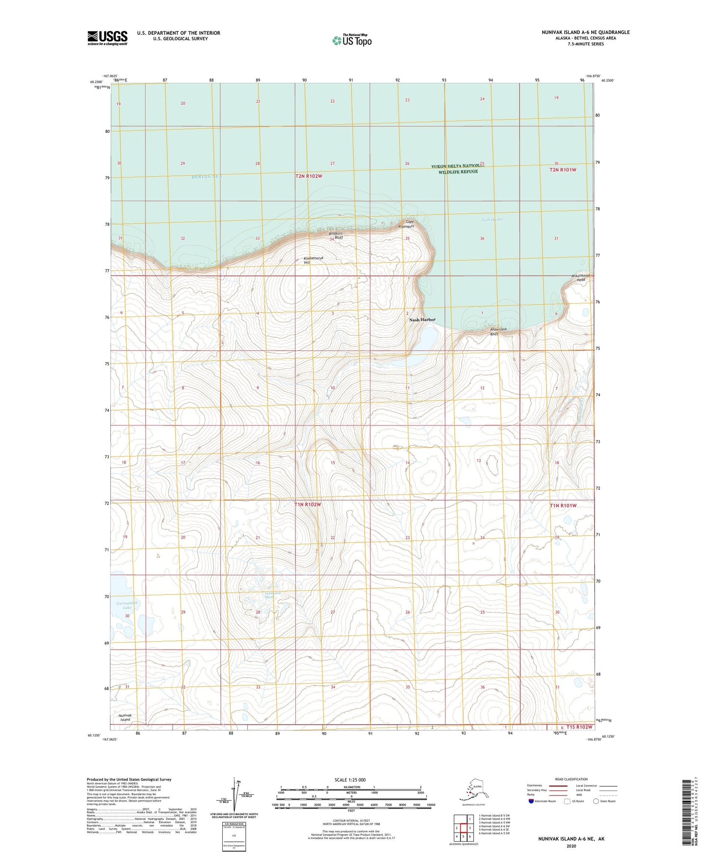 Nunivak Island A-6 NE Alaska US Topo Map Image