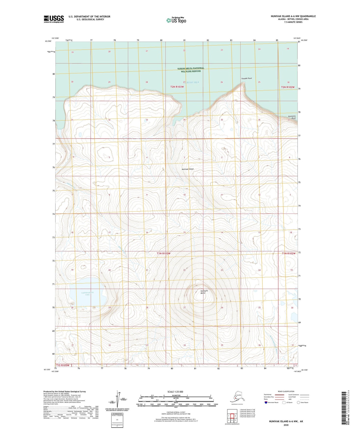 Nunivak Island A-6 NW Alaska US Topo Map Image
