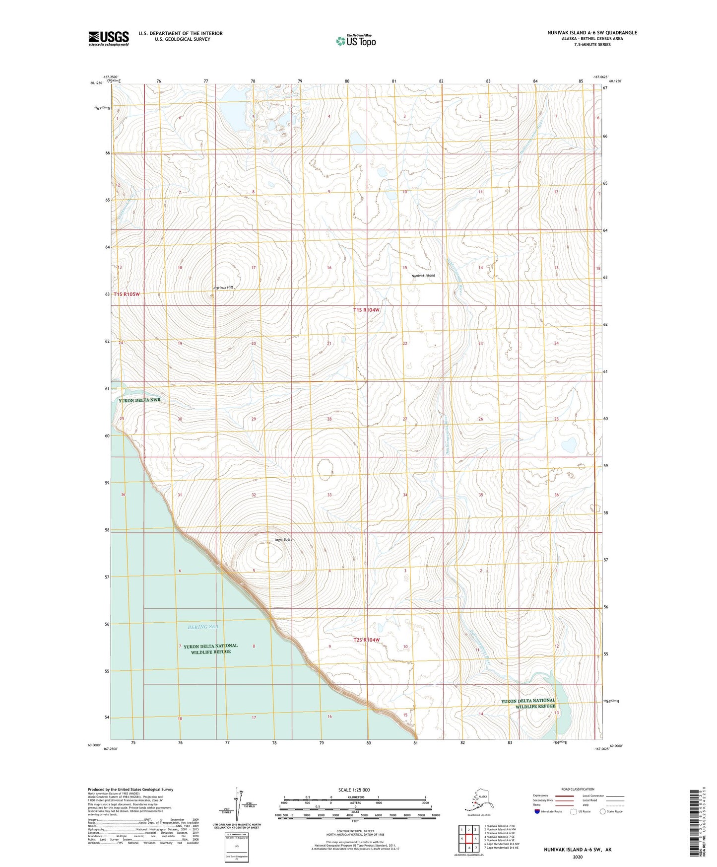 Nunivak Island A-6 SW Alaska US Topo Map Image