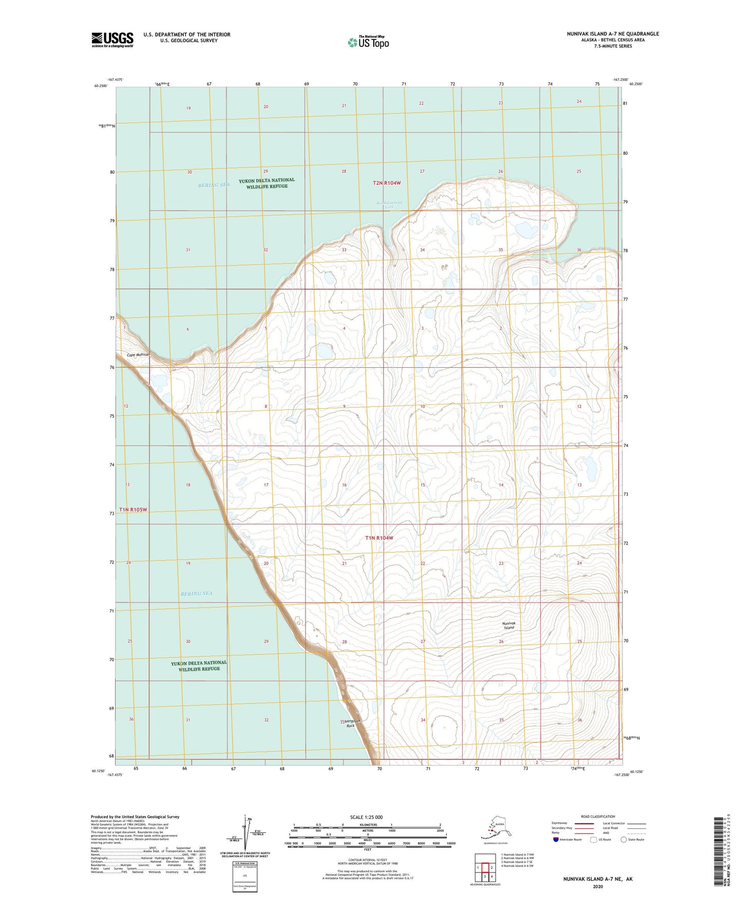 Nunivak Island A-7 NE Alaska US Topo Map Image