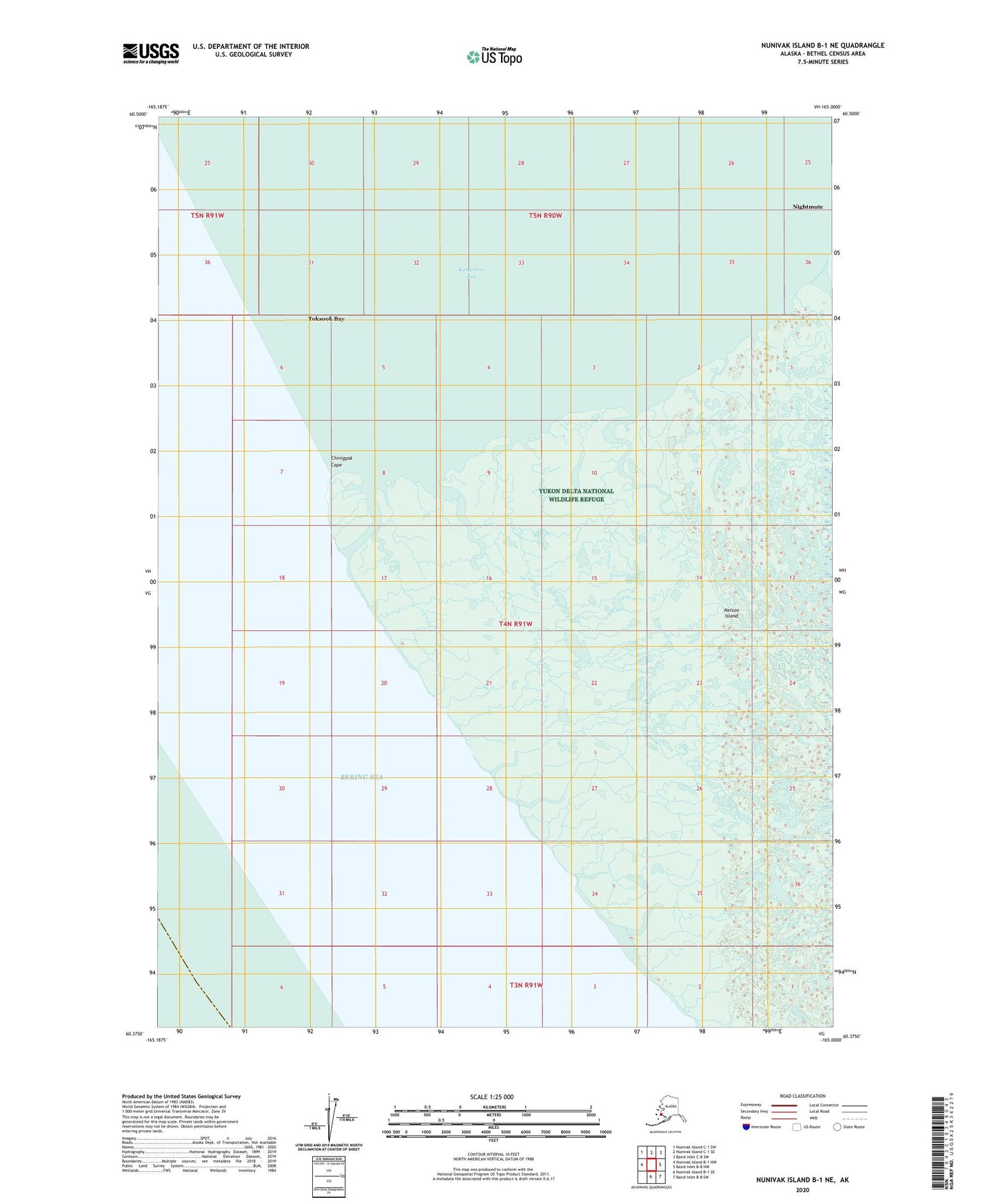 Nunivak Island B-1 NE Alaska US Topo Map Image