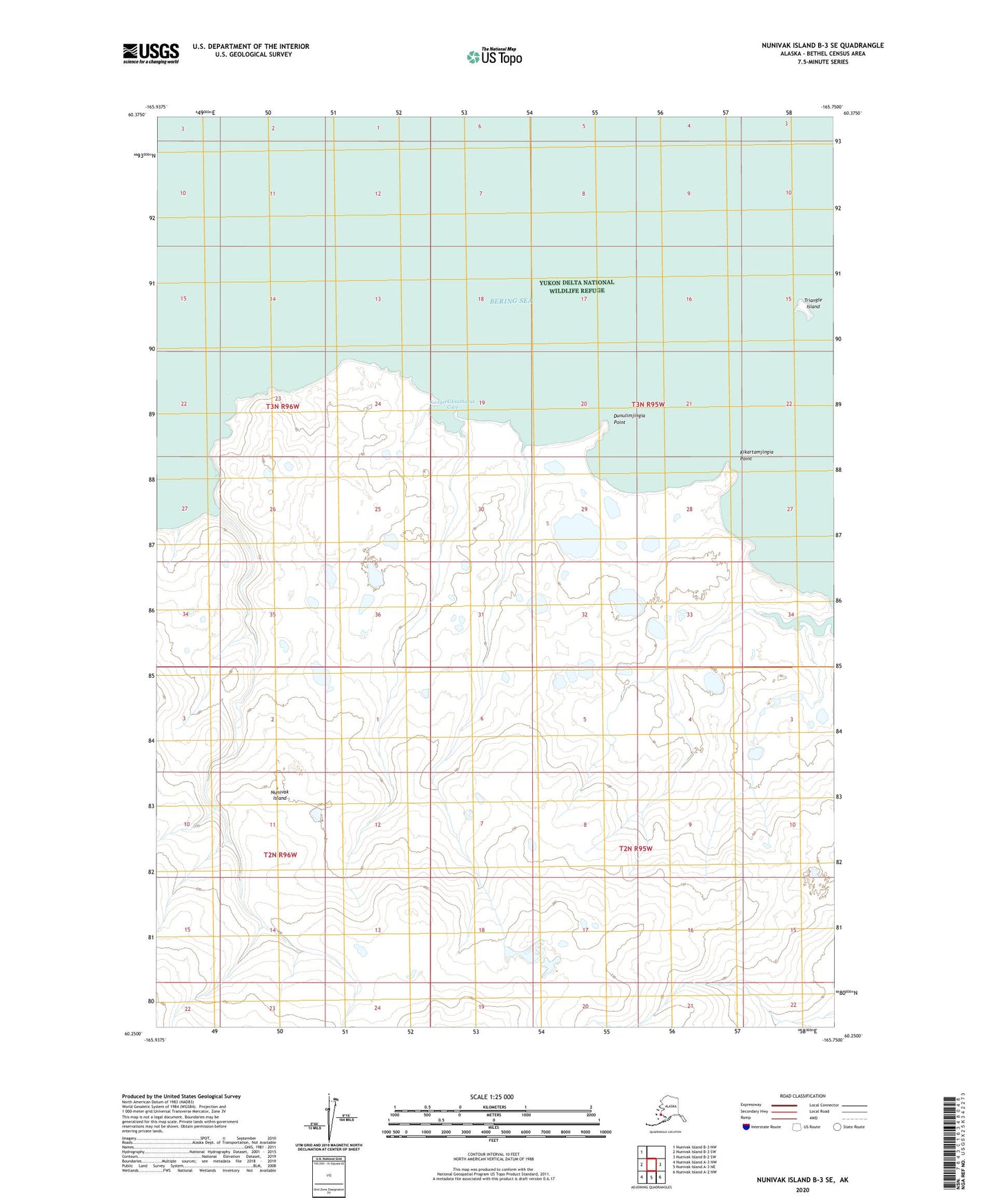 Nunivak Island B-3 SE Alaska US Topo Map Image