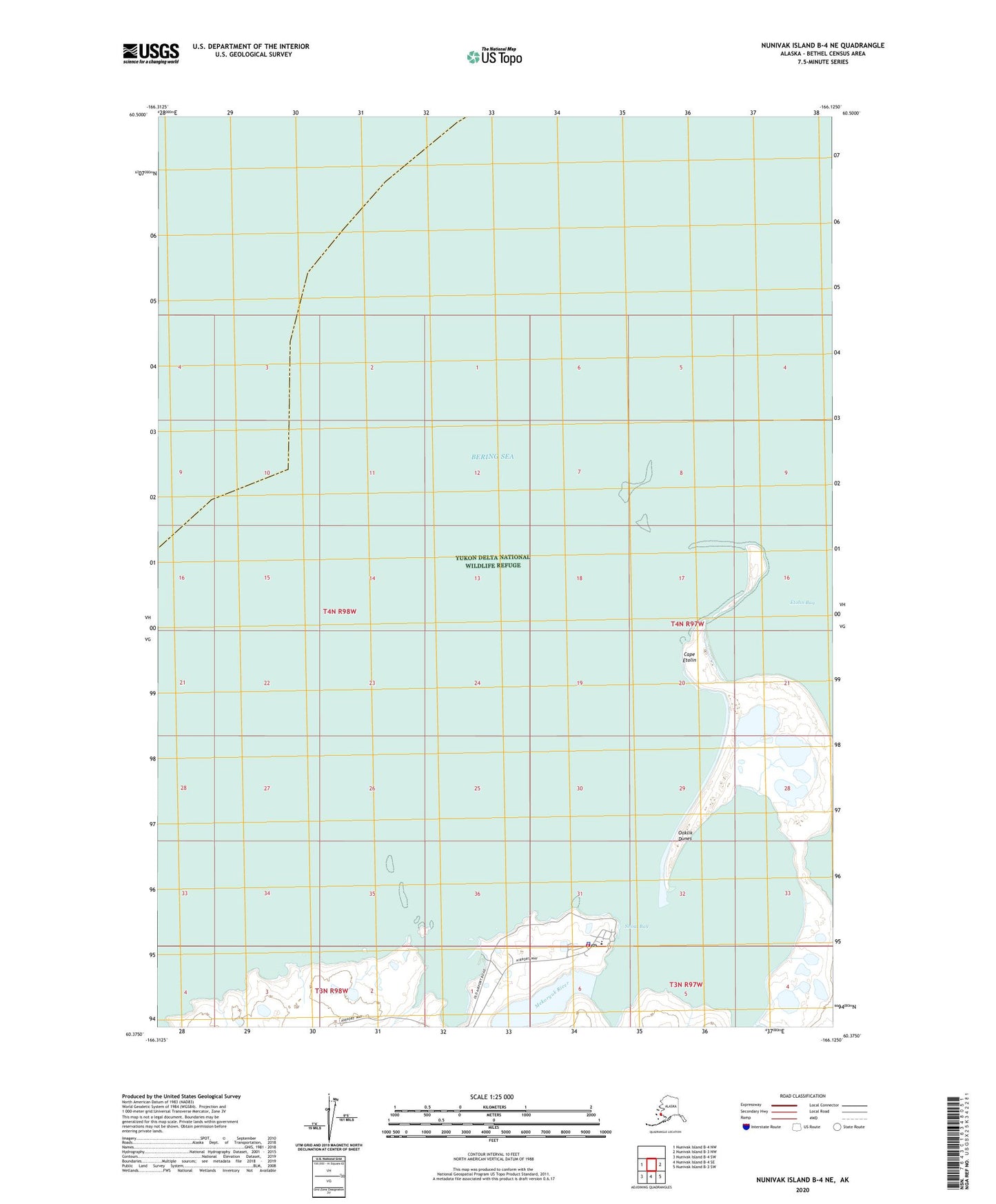 Nunivak Island B-4 NE Alaska US Topo Map Image