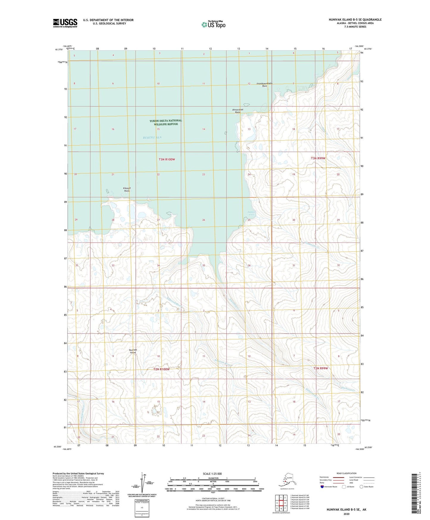 Nunivak Island B-5 SE Alaska US Topo Map Image