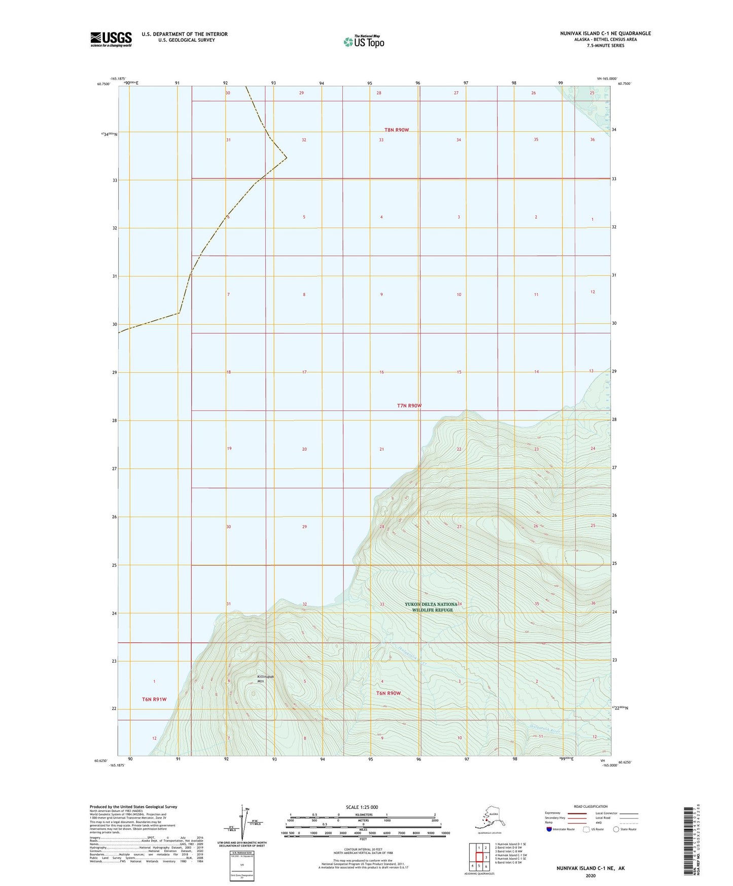 Nunivak Island C-1 NE Alaska US Topo Map Image