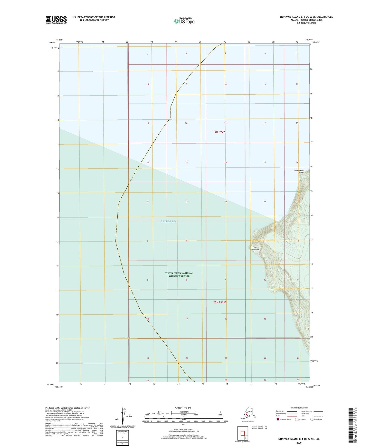 Nunivak Island C-1 OE W SE Alaska US Topo Map Image